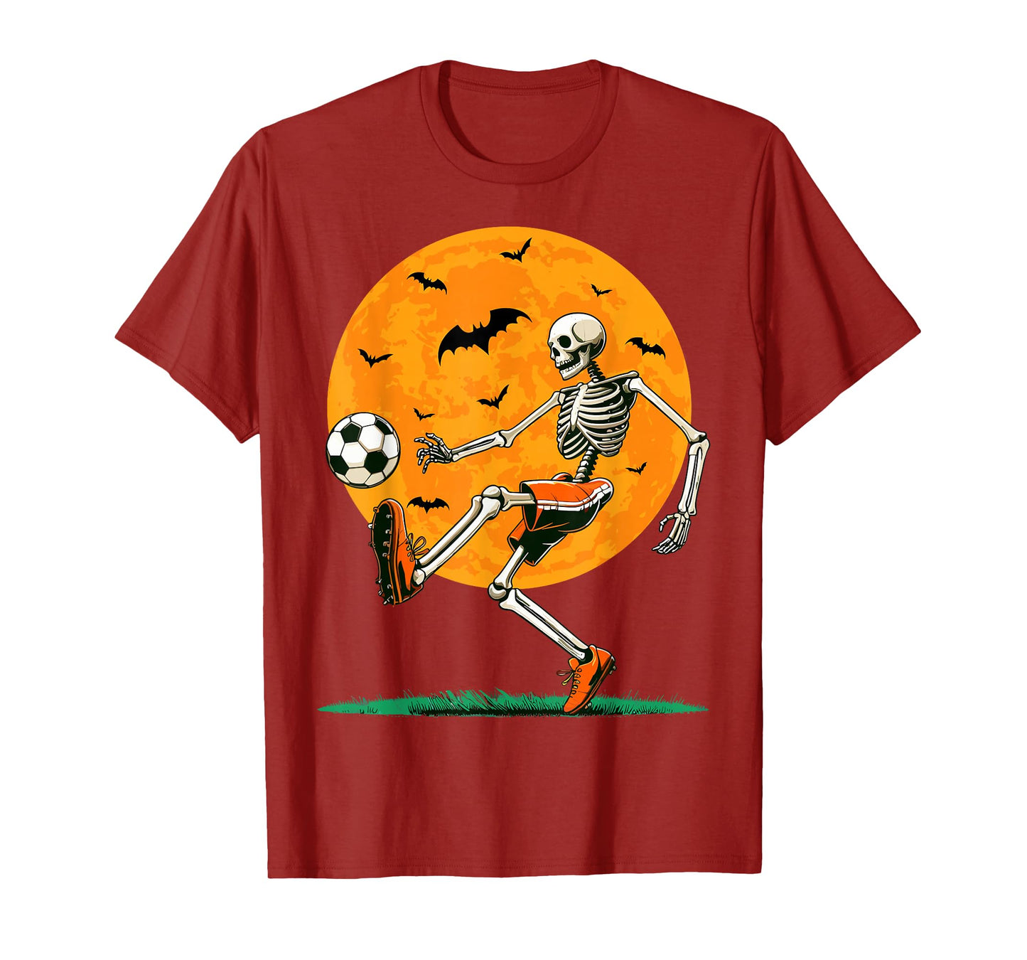 Soccer Skeleton Spooky Football Boys Halloween Soccer Player T-Shirt