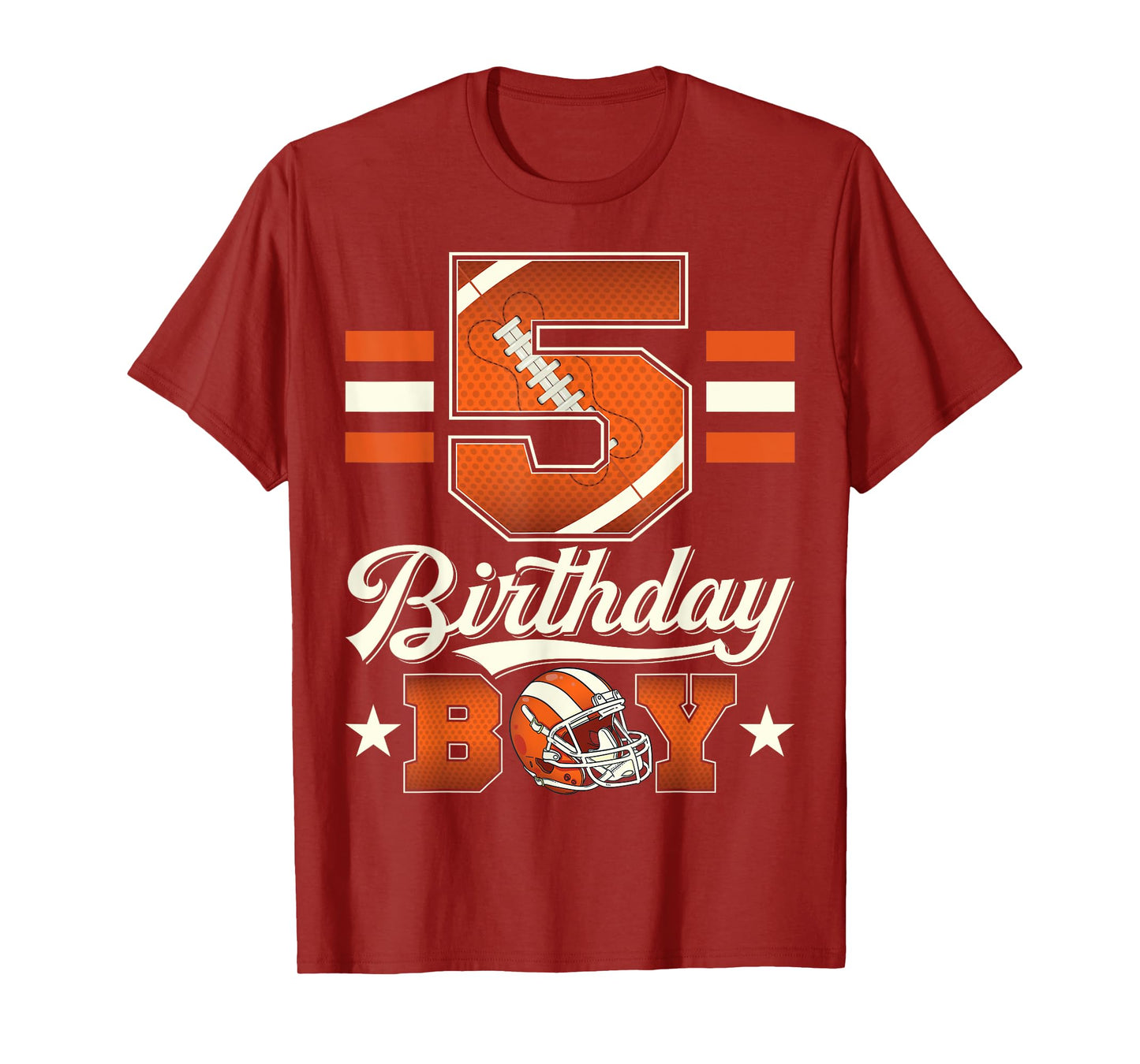 Five 5th Birthday Boy Football 5 Year Old Sports Party T-Shirt
