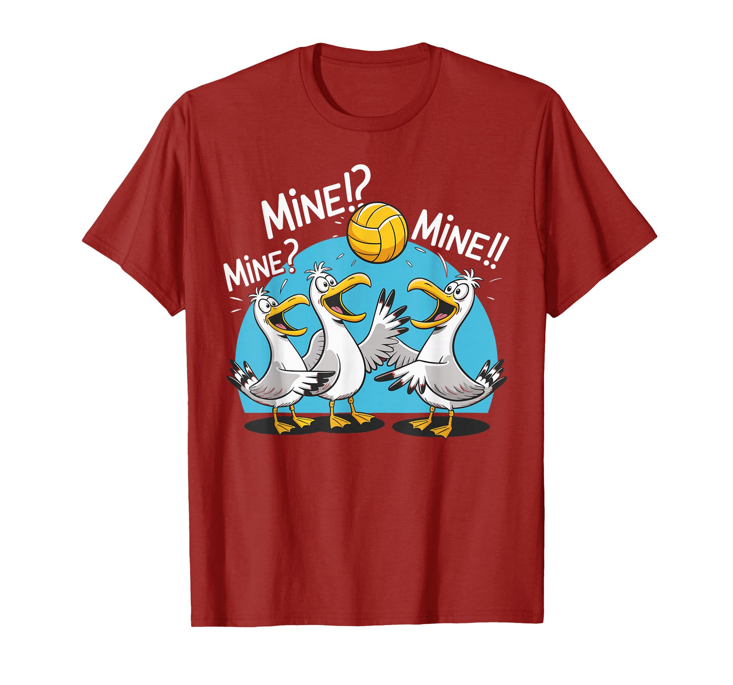 Retro Mine Mine Mine Volleyball Cute Bird Playing Volleyball T-Shirt