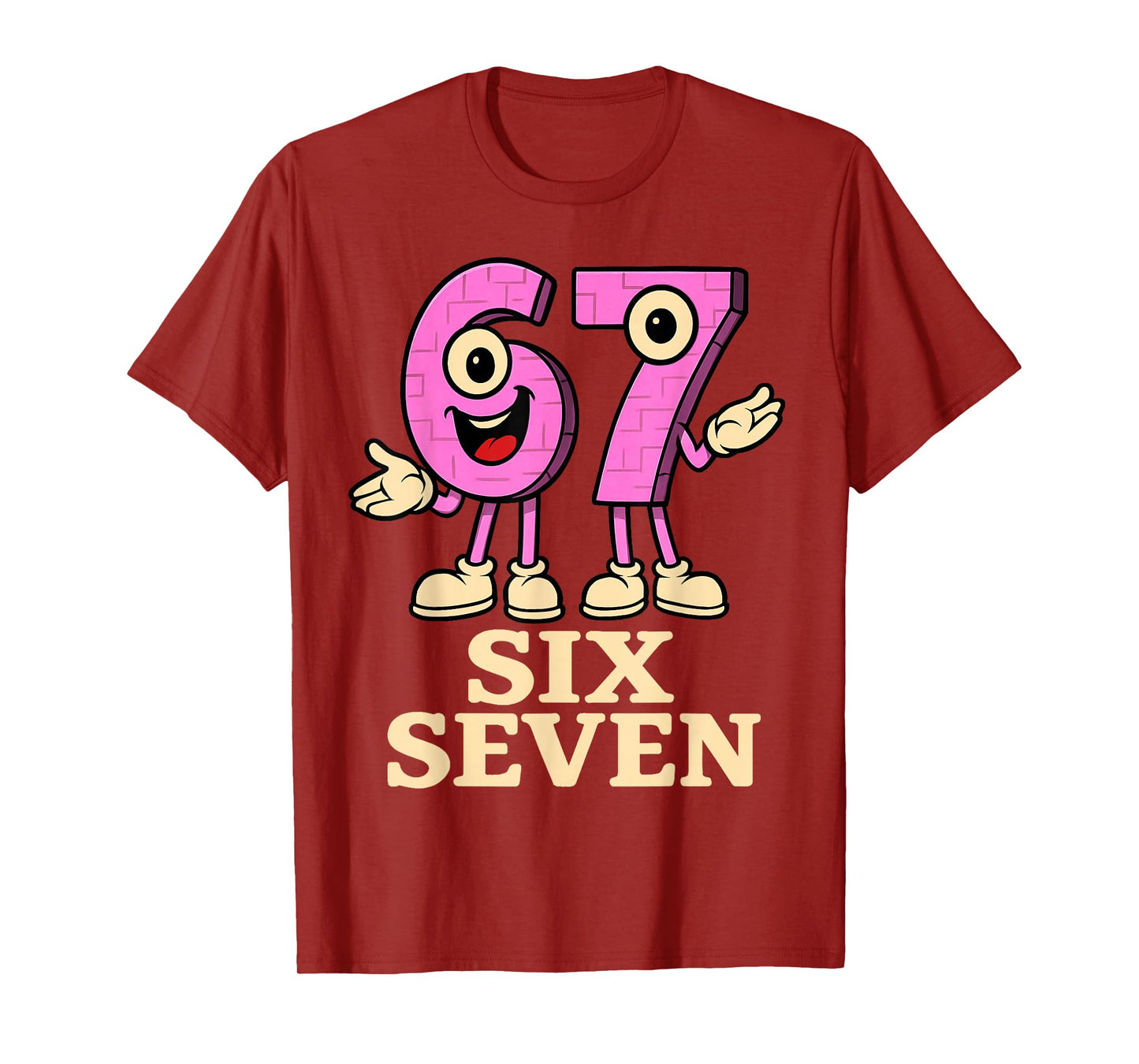 Pink 67 Six Seven 6-7 - Funny Italian Brainrot Kids Gaming T-Shirt