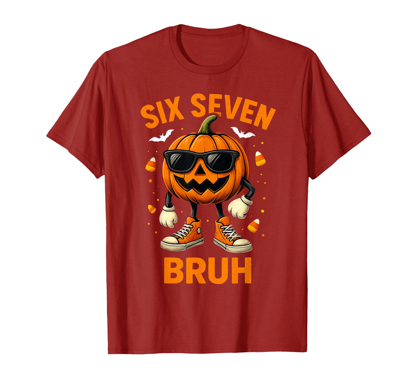 67 Halloween Funny Six Seven Meme Brainrot Pumpkin Kids Bruh T-Shirt
