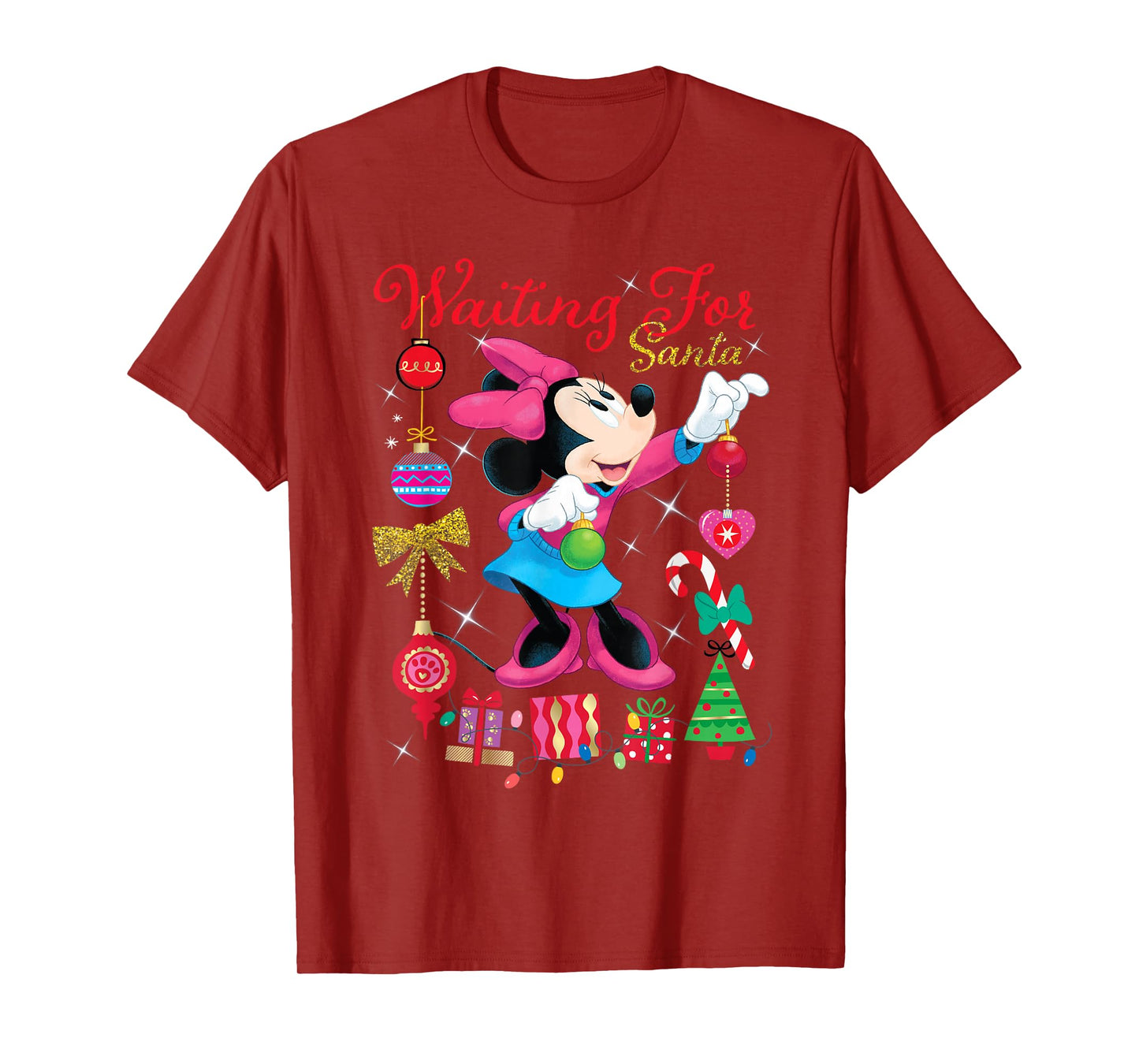 Disney Minnie Mouse Christmas Waiting for Santa Holiday T-Shirt