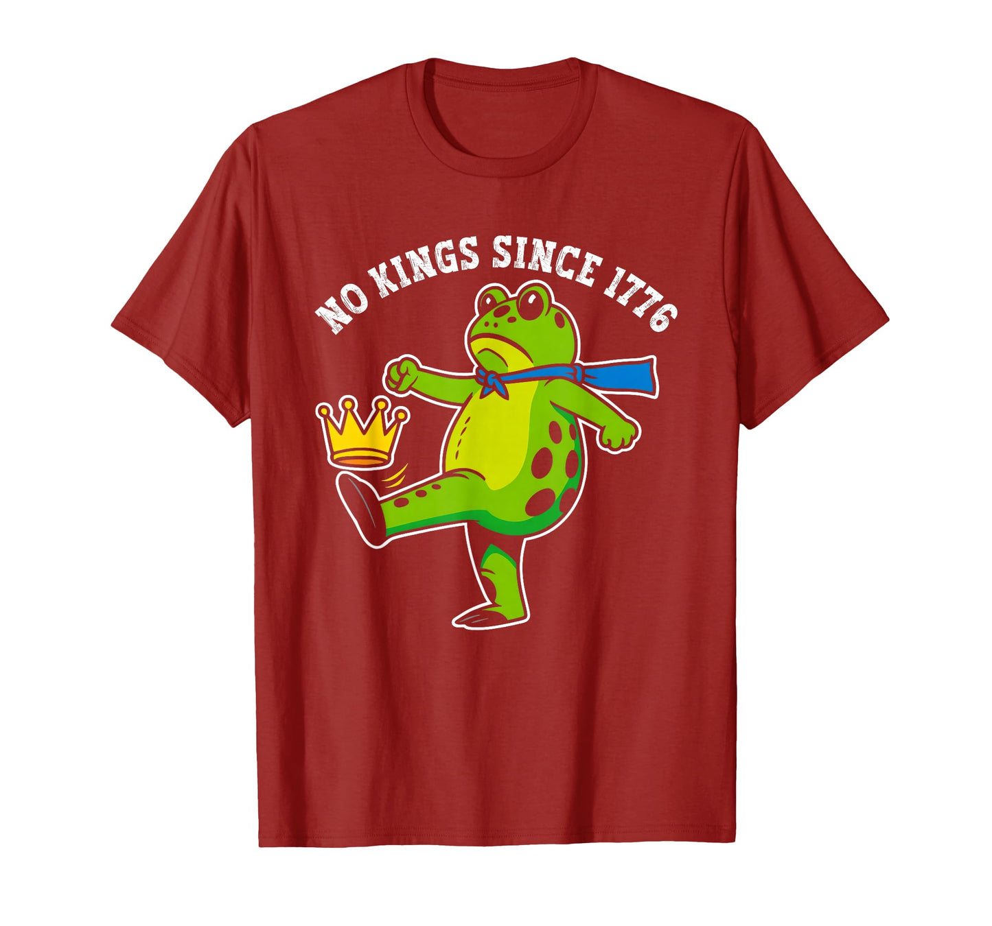 No Kings Since 1776 Portland Frog Kicking Crown Retro T-Shirt