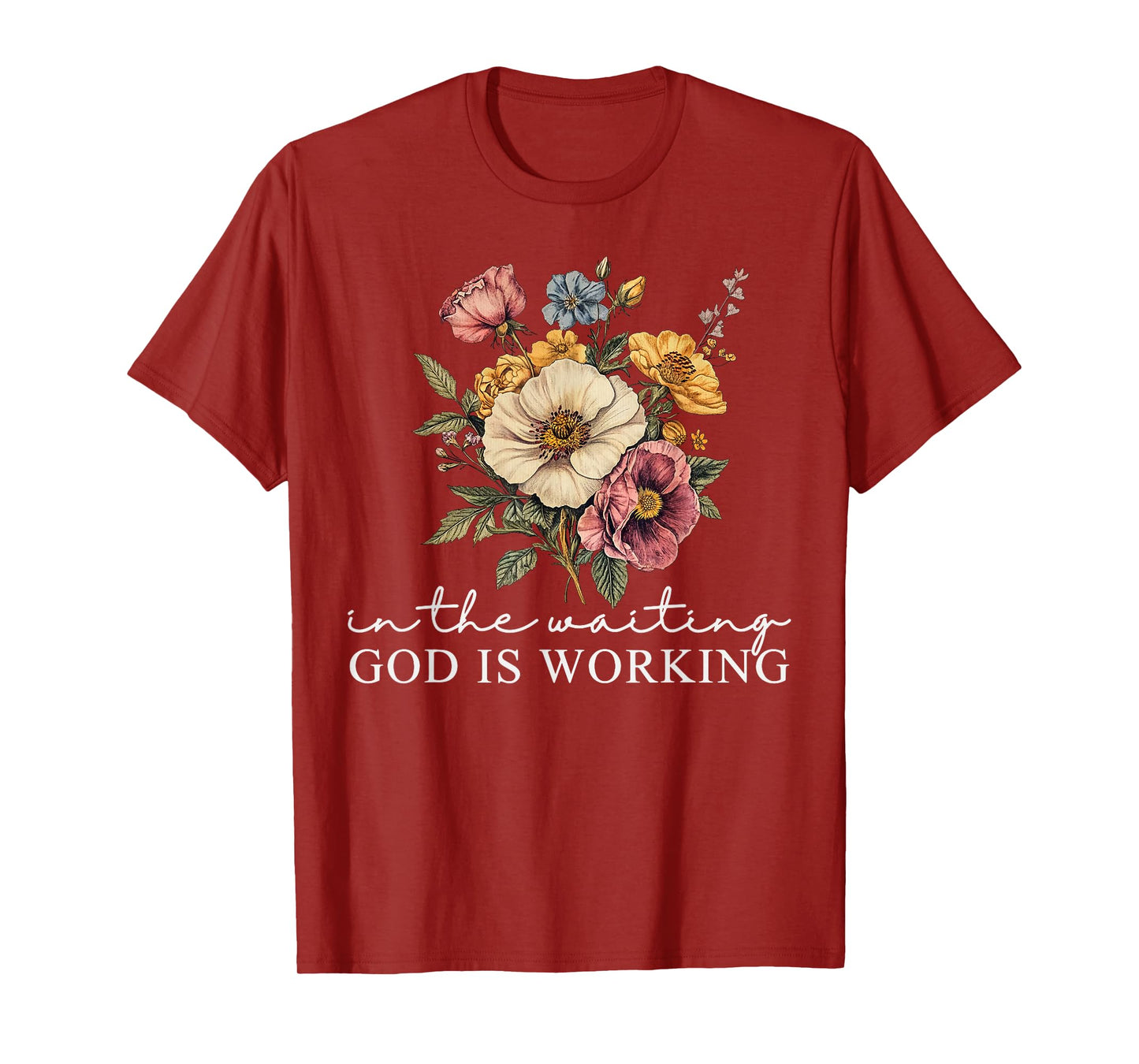Retro In The Waiting God Is Working Faith Jesus Christian T-Shirt