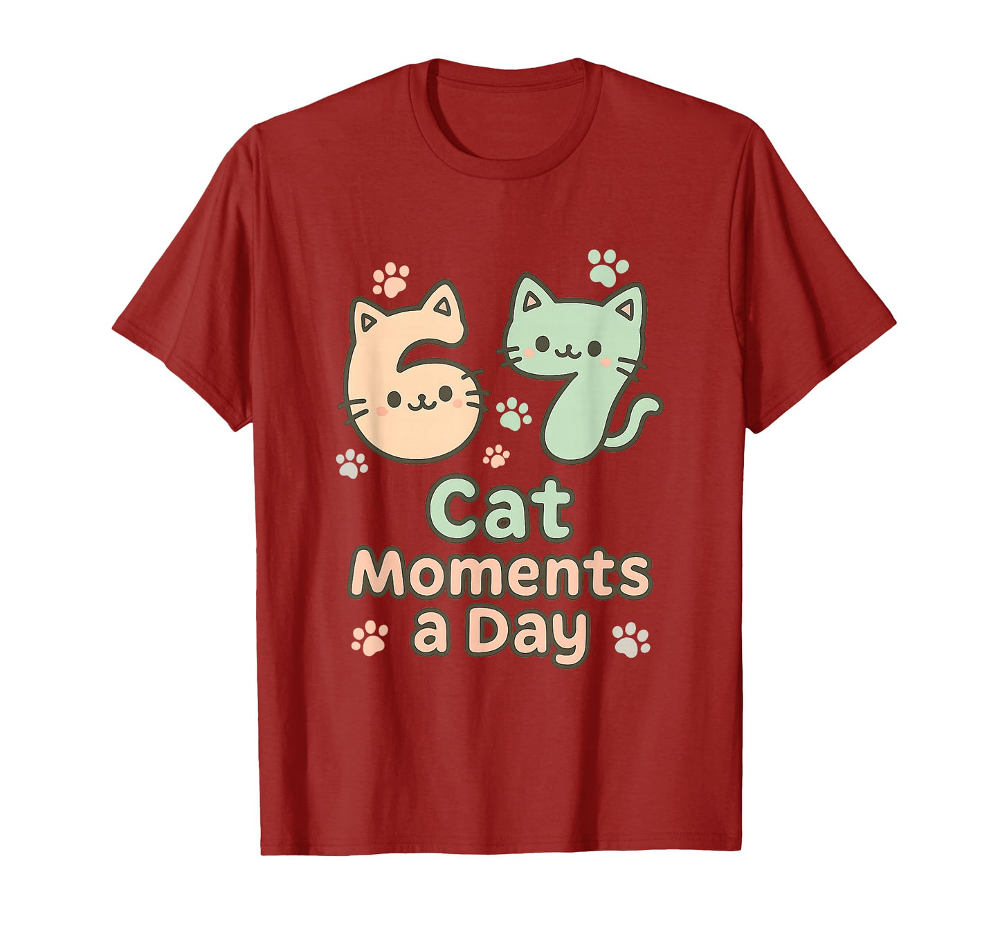 Kawaii Cat Kitten Mom 6 7 Alpha Gen Slang Six Seven Meme T-Shirt