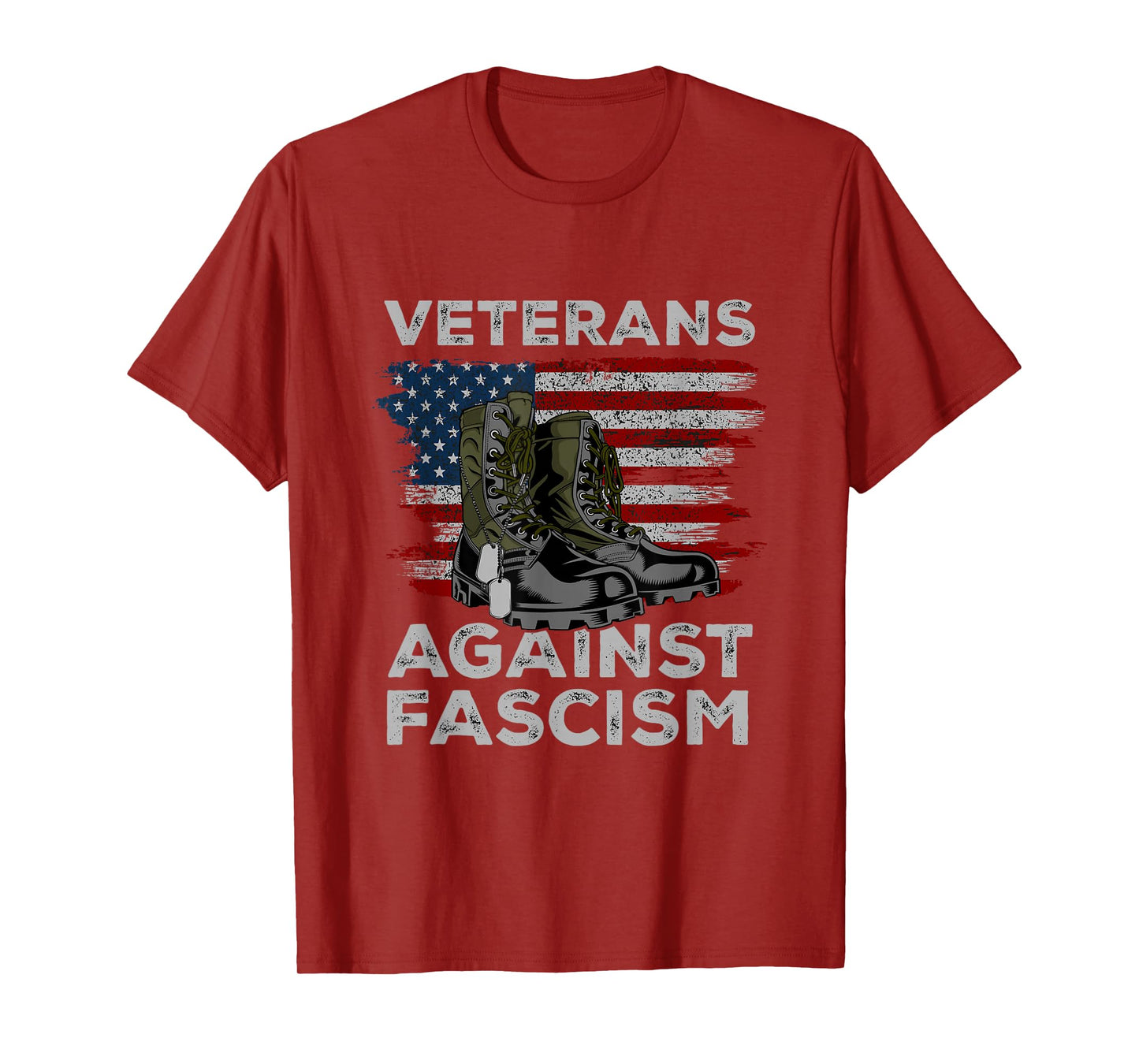 Veterans Against Fascism Vintage US Flag Combat Boots Army T-Shirt