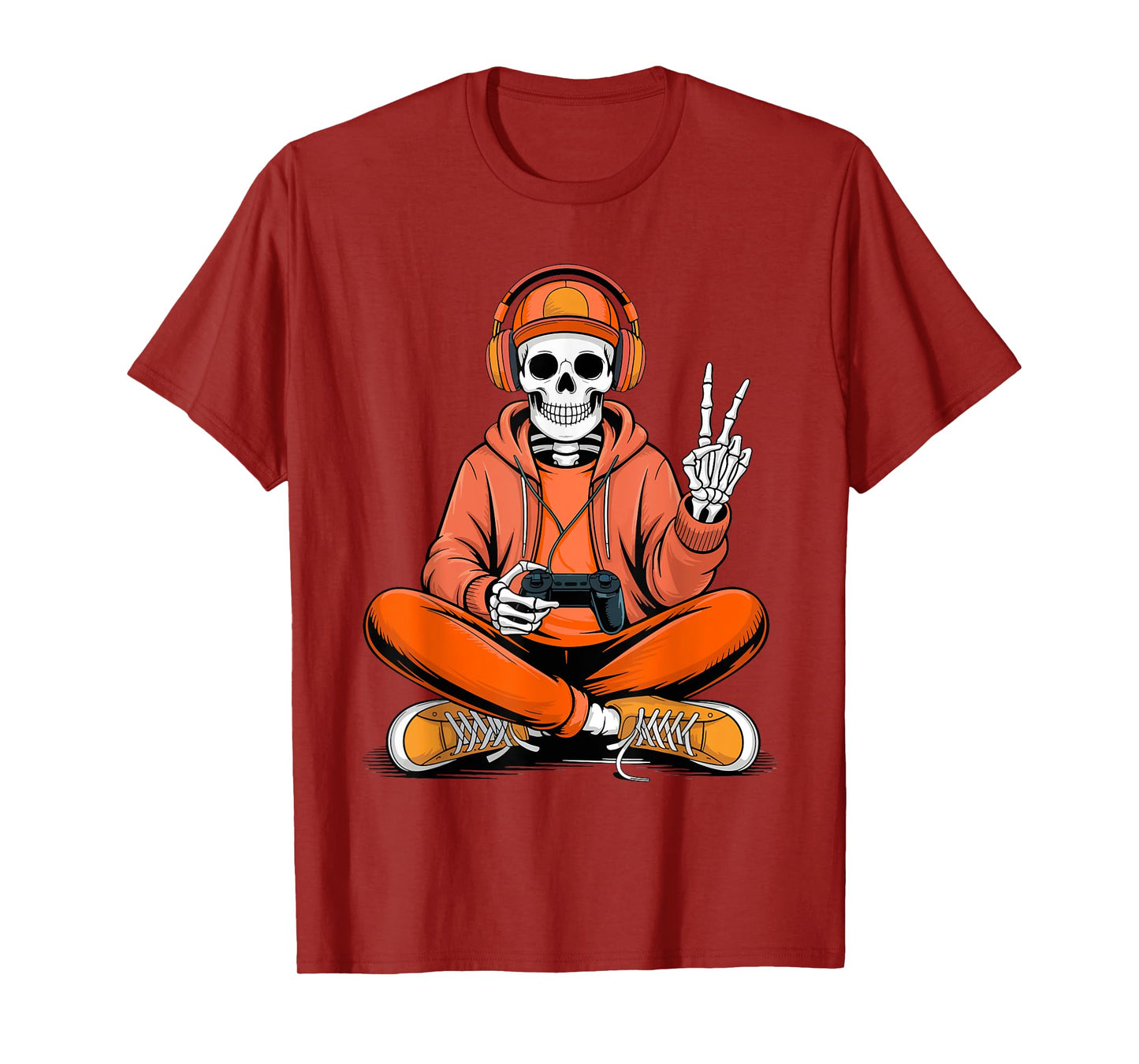 Skeleton Gamer Video Gaming Halloween Boys Men Kids T-Shirt