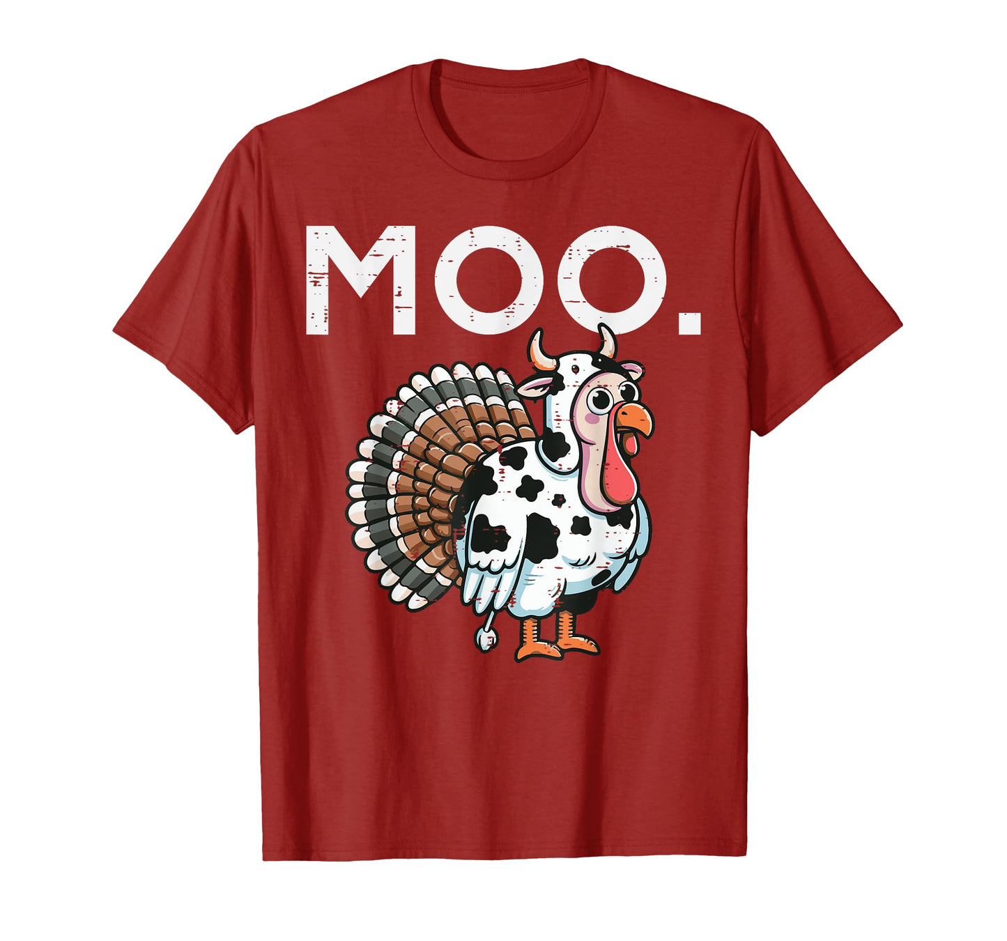 Thanksgiving Moo Turkey Cow Funny Fall Farm Men Women Kids T-Shirt