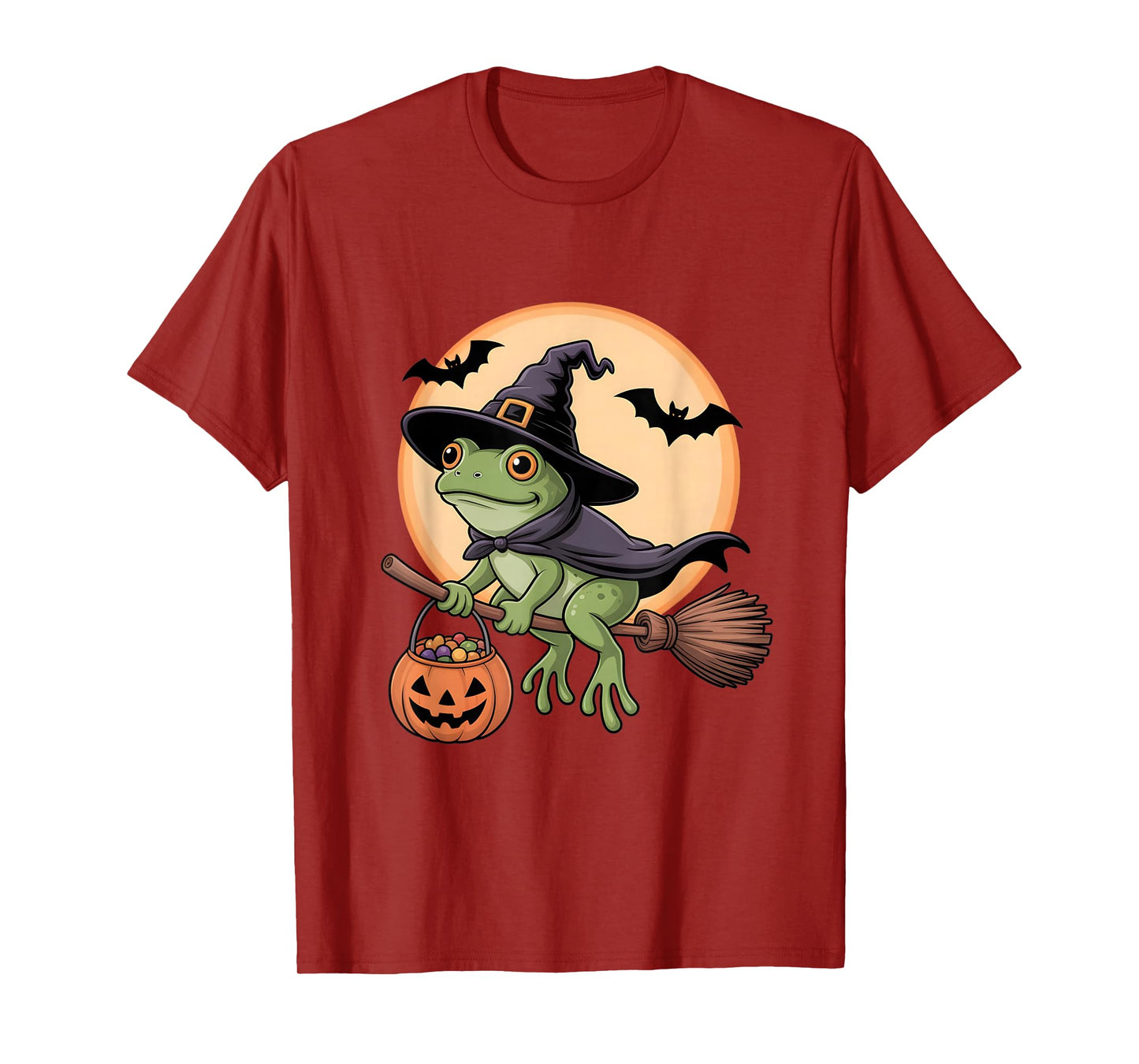 Frog Witch Hat Pumpkin Halloween Costume Men Women Kids T-Shirt