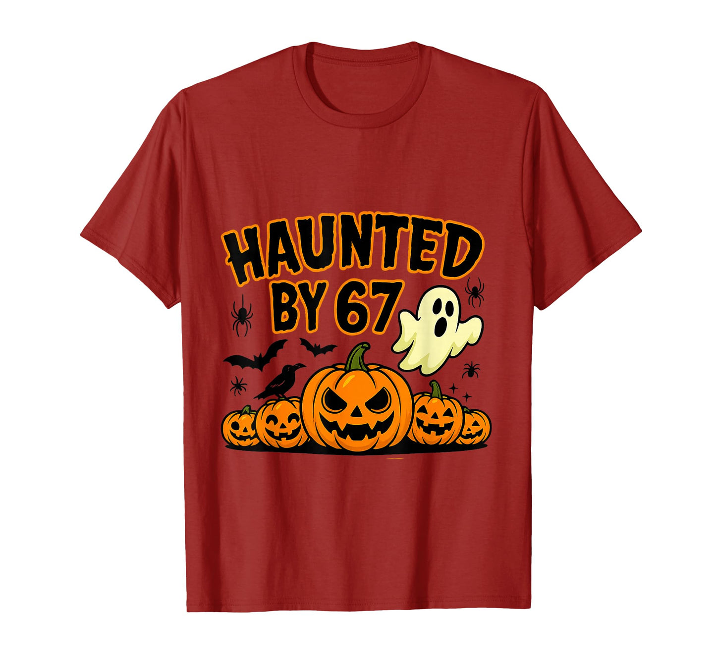 Haunted by 67 Six Seven Halloween Meme Ghost Pumpkin Design T-Shirt