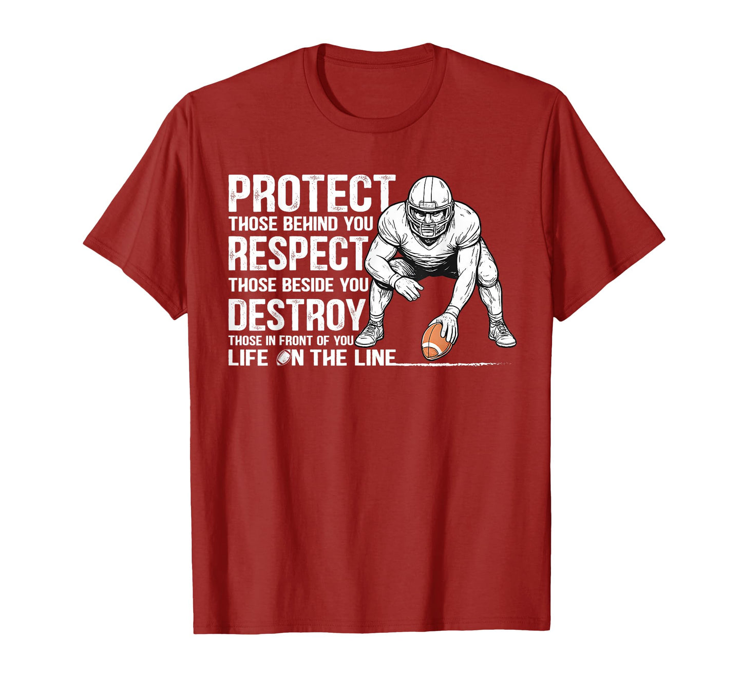 Vintage Protect Respect Destroy Offensive Lineman Football T-Shirt