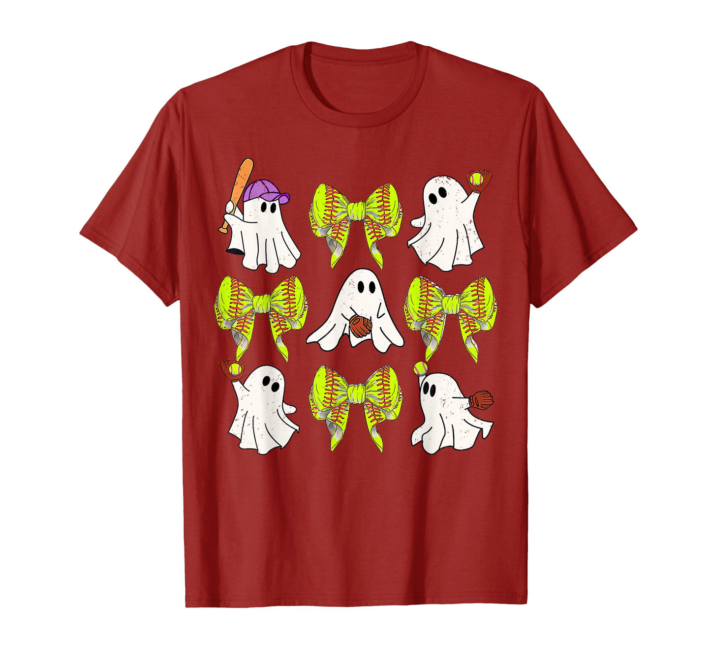Halloween Softball Ghosts Softball Daughter Girls Mama Dad T-Shirt