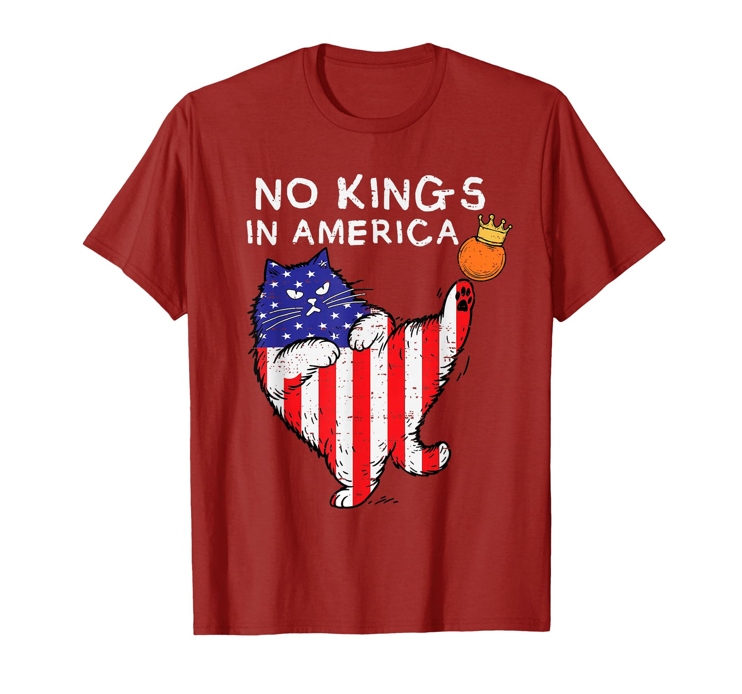 No Kings In America Funny Cat USA Protest Save Democracy T-Shirt