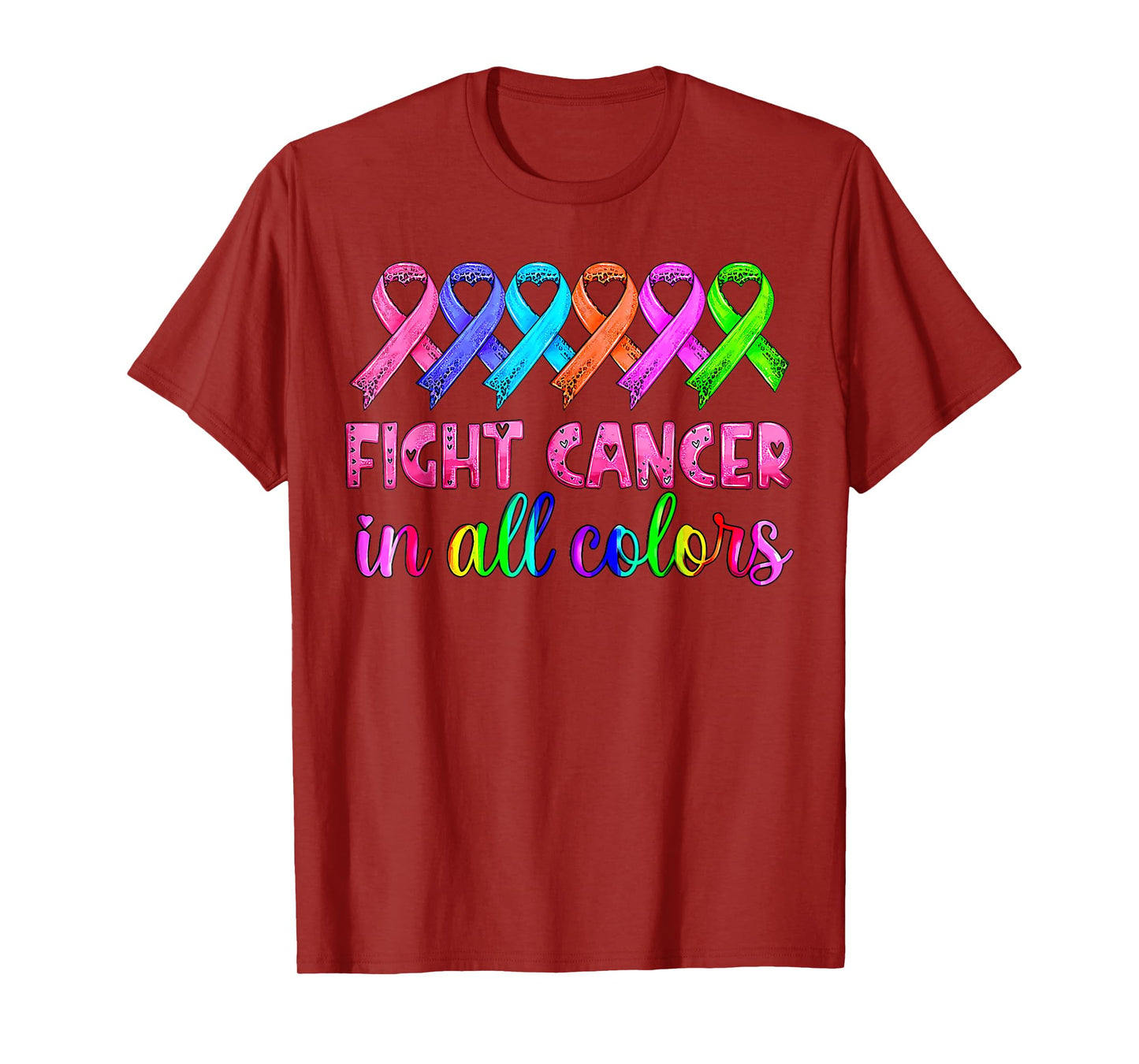 Fight Cancer In All Color Feather Breast Cancer Awareness T-Shirt