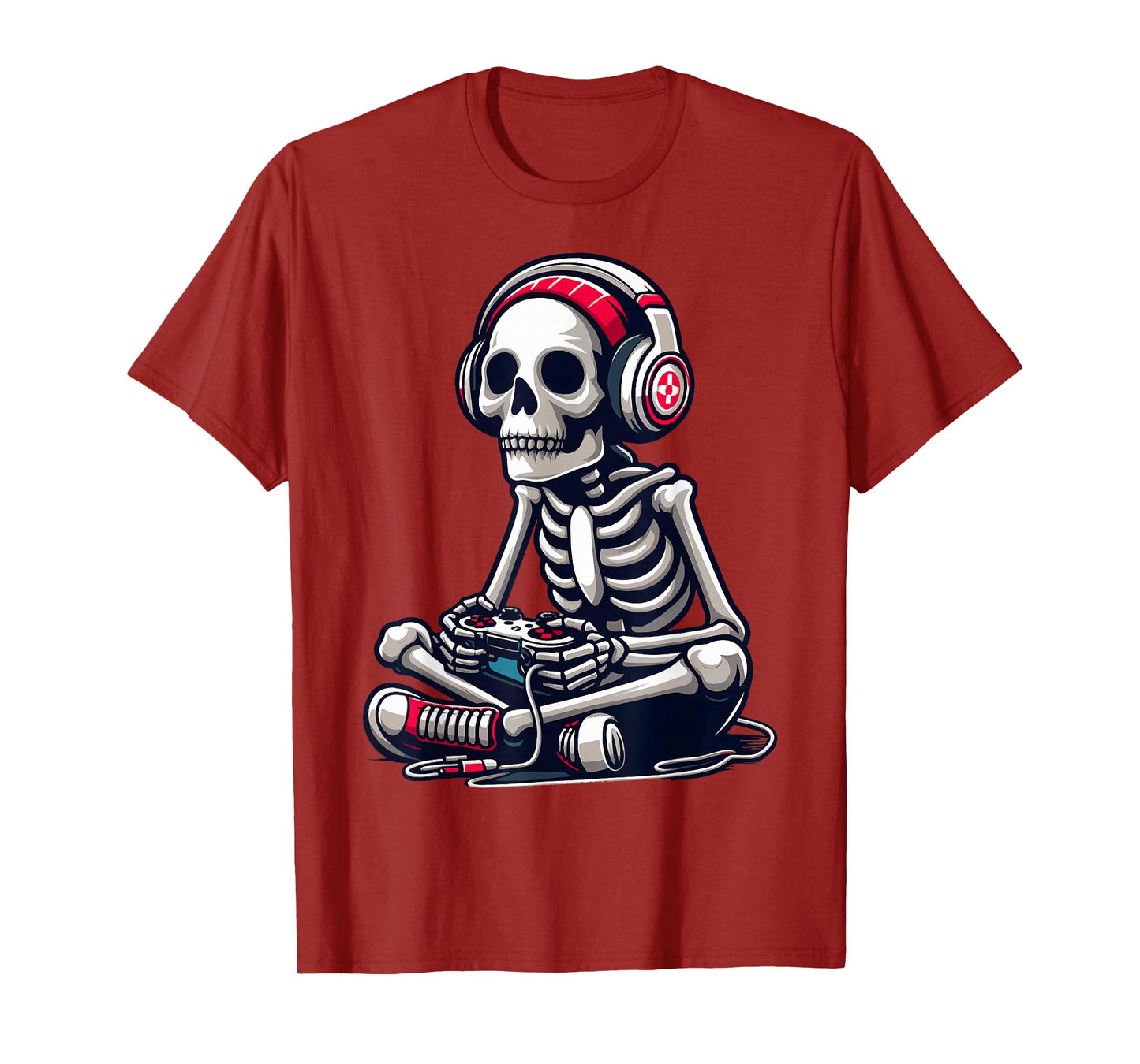 Skeleton Gamer Video Gaming Boys Men Kids Children Halloween T-Shirt