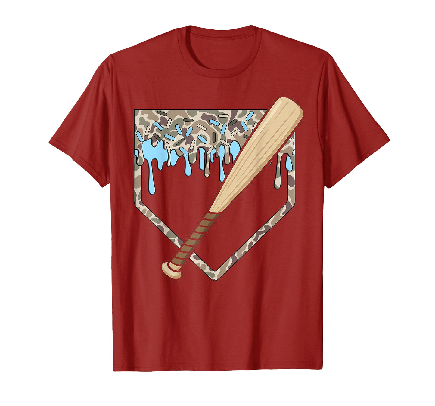 Baseball Drip Camo Baseball Home Plate Bat Boys Sports T-Shirt