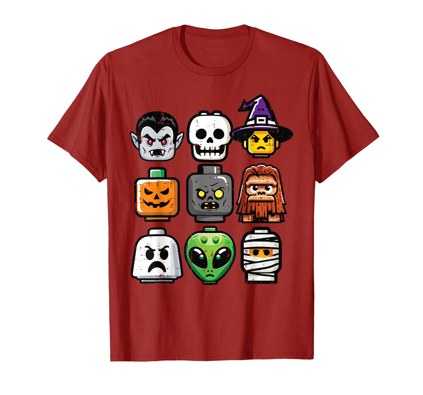 Halloween Brick Pumpkin Ghost Heads Costume Boys Kids Men T-Shirt