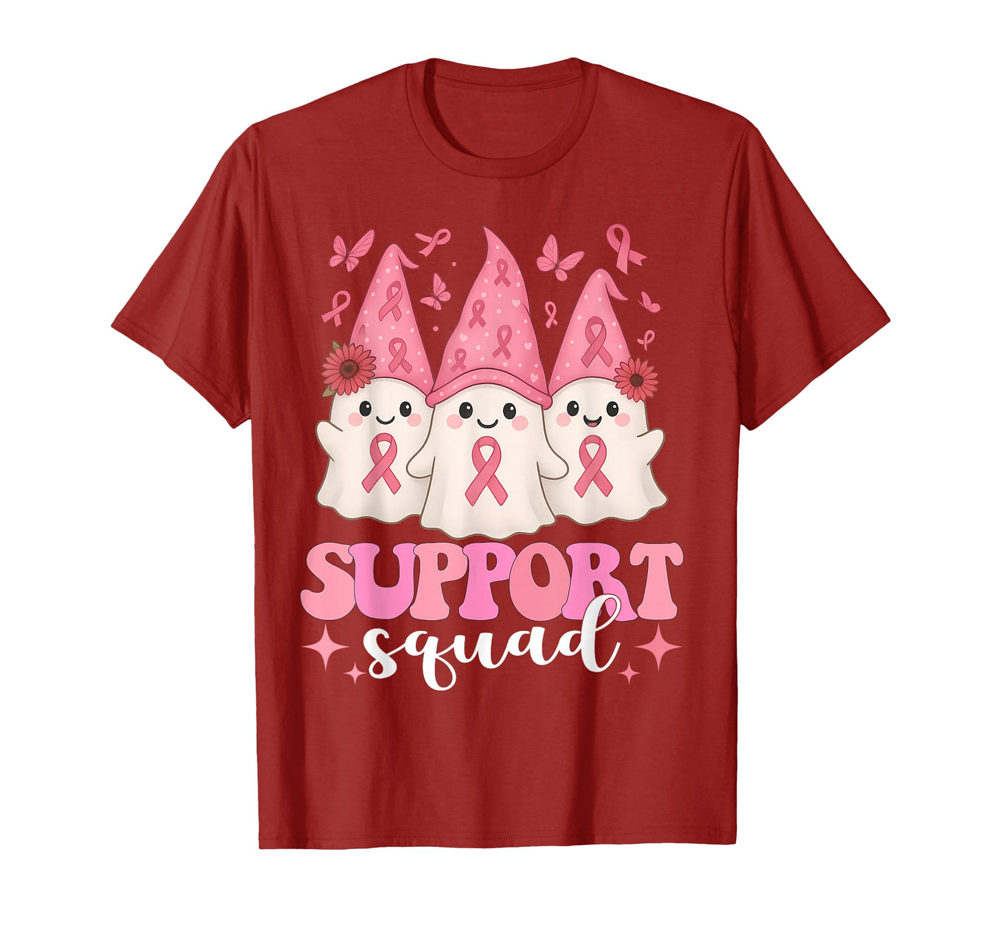 Halloween Ghost Pink Support Squad Breast Cancer Awareness T-Shirt