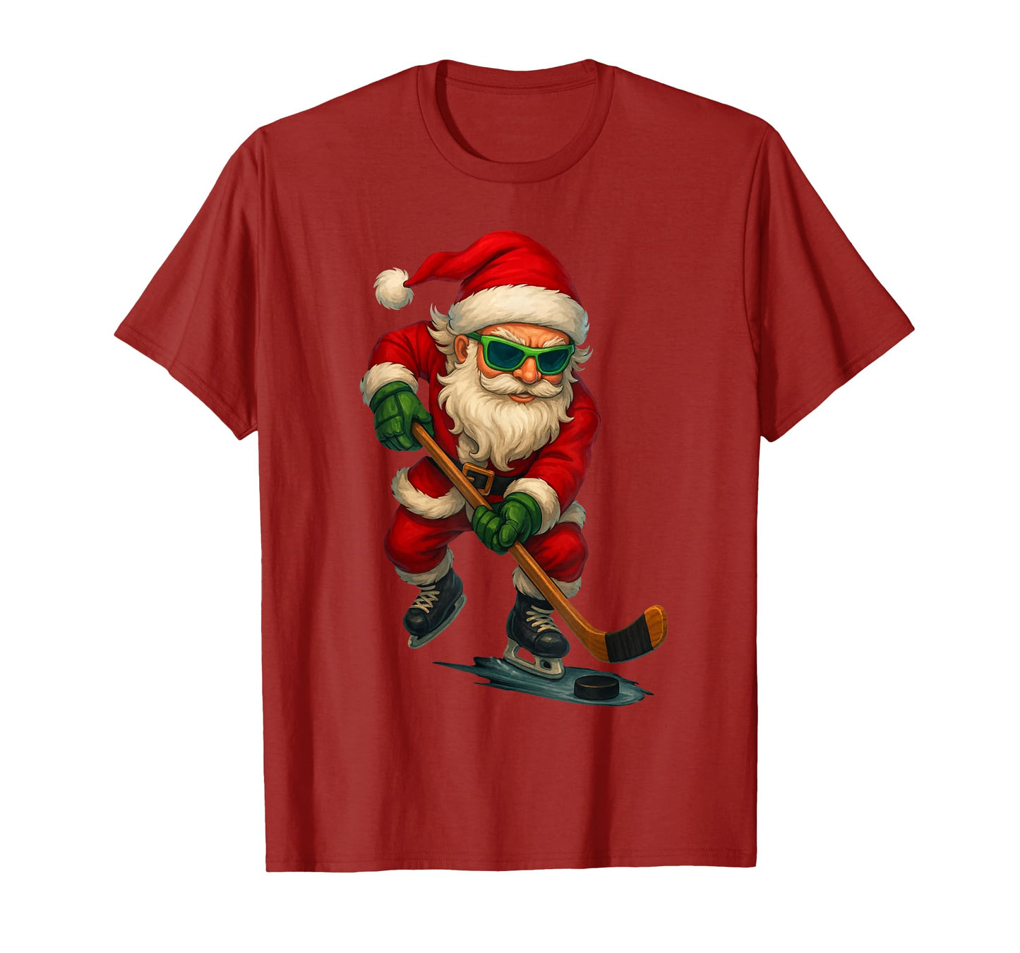 Santa Ice Hockey Player Christmas Xmas Boys Men Boys Funny T-Shirt