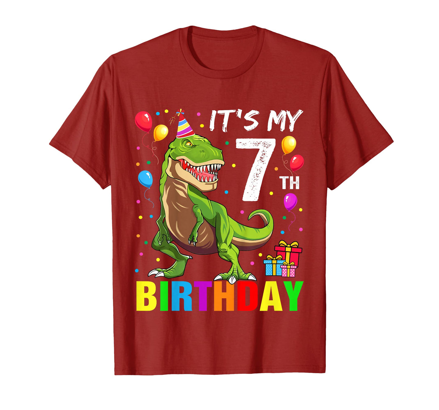 Kids It's My 7th Birthday Happy 7 Year T-Rex Boys T-Shirt