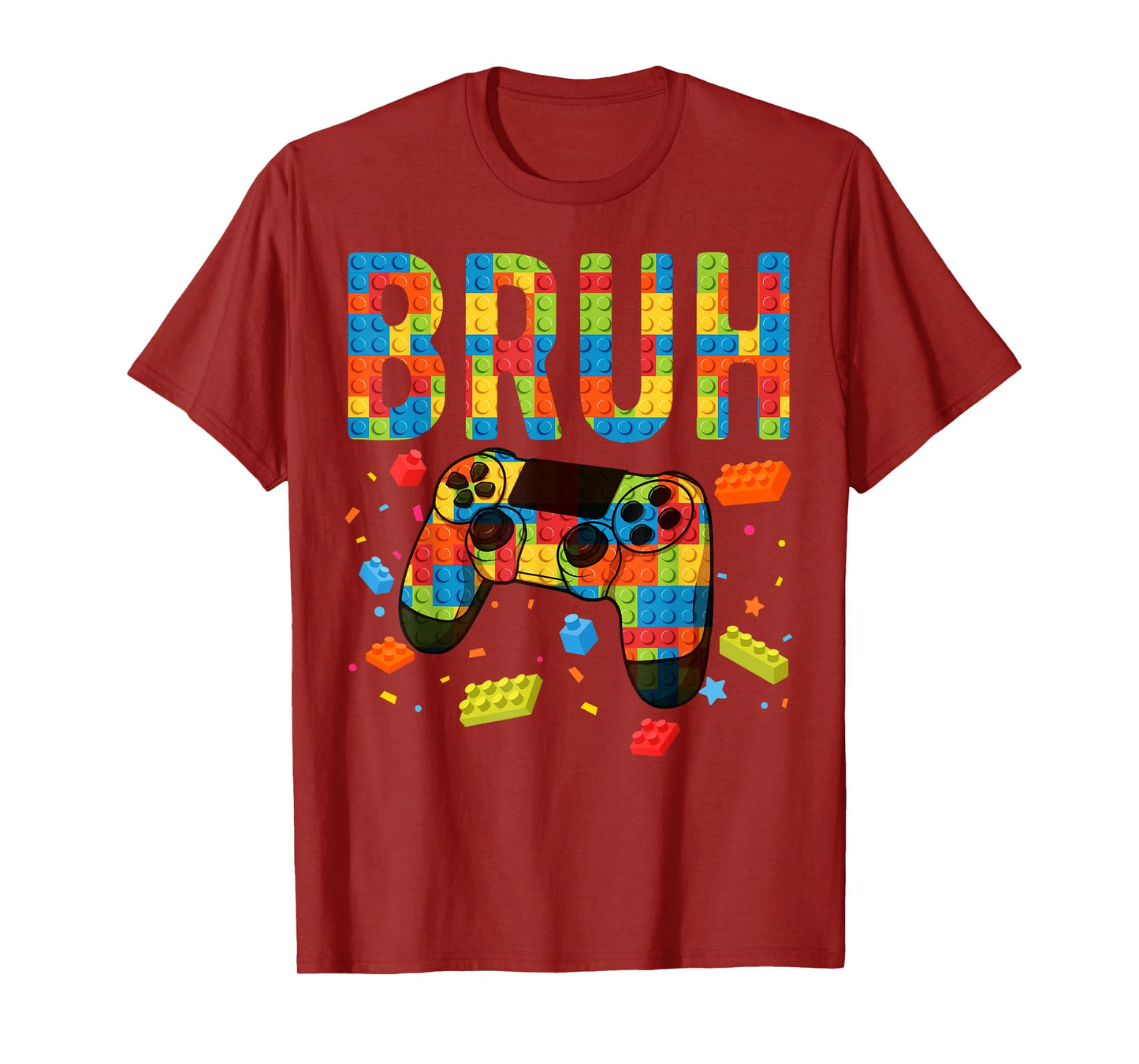 Building Blocks Bruh Gamer Brick Builder Boy T-Shirt