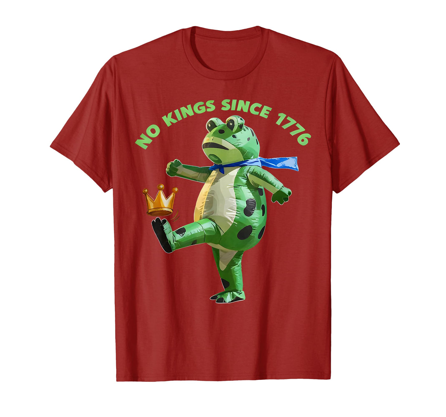 No Kings Since 1776 Portland Frog Kicking Crown Retro T-Shirt