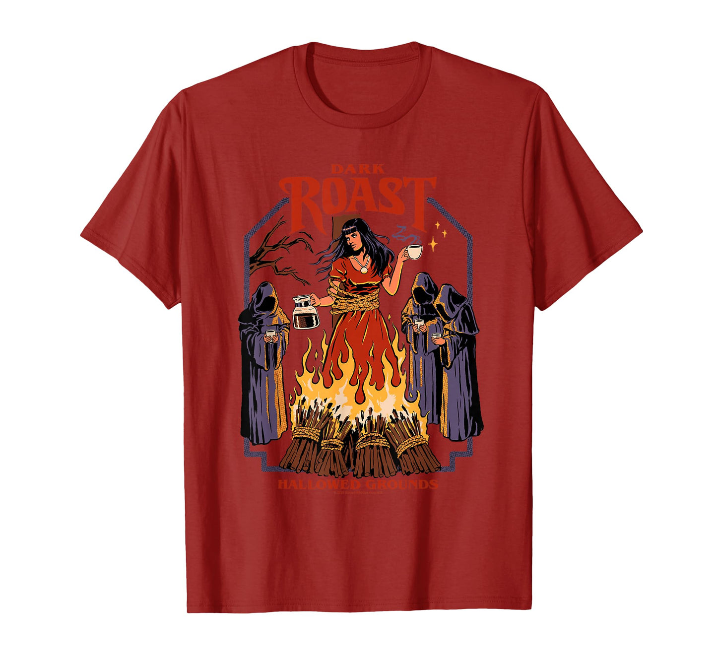 Dark Roast Coffee Witch Occult Retro Funny Adult Humor T-Shirt