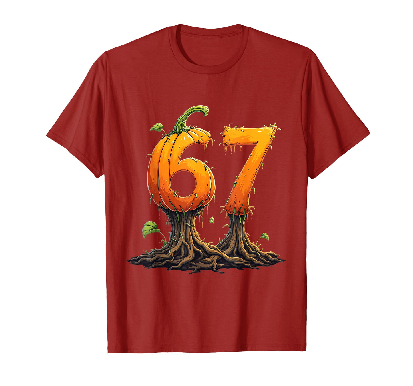 67 Halloween Brainrot Meme 6 7 Numbers Six Seven Pumpkin T-Shirt