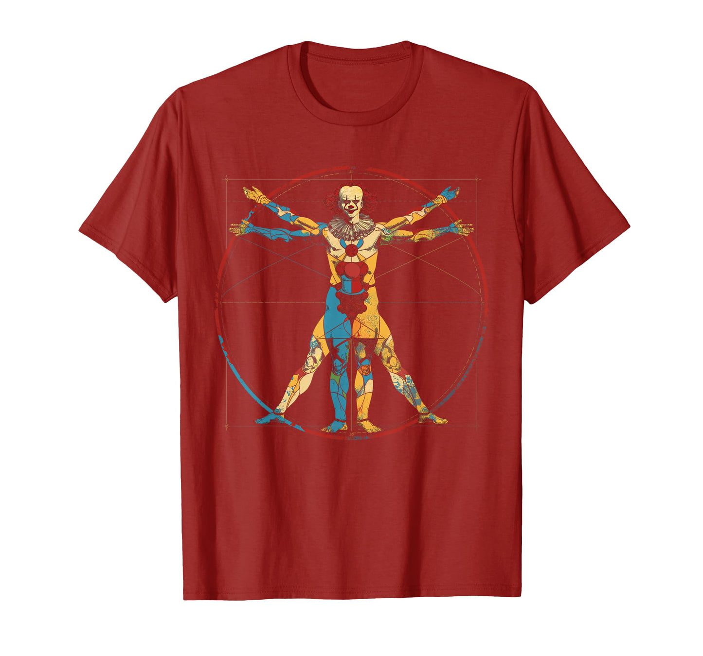 Clowncore Aesthetic Vitruvian Man Clown Creepy Goth T-Shirt