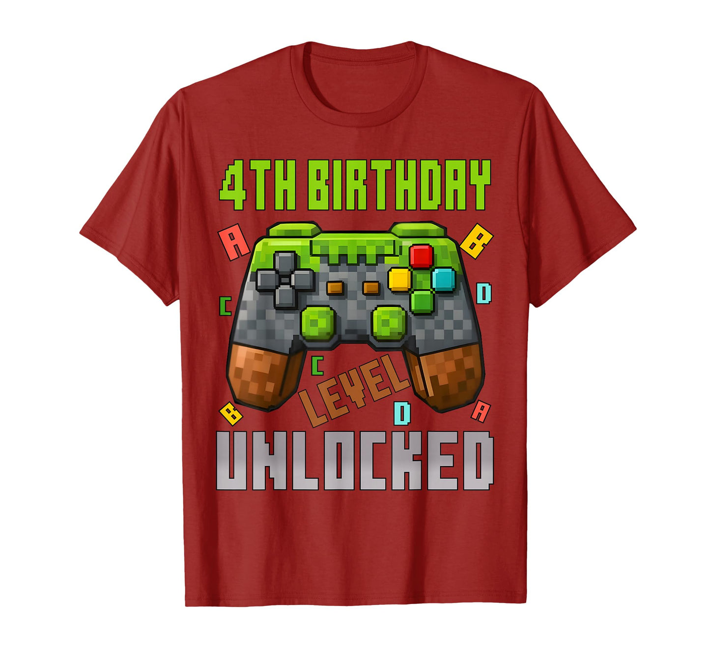 4th Birthday Boy Level 4 Unlocked Birthday Boy 4 Years Old T-Shirt