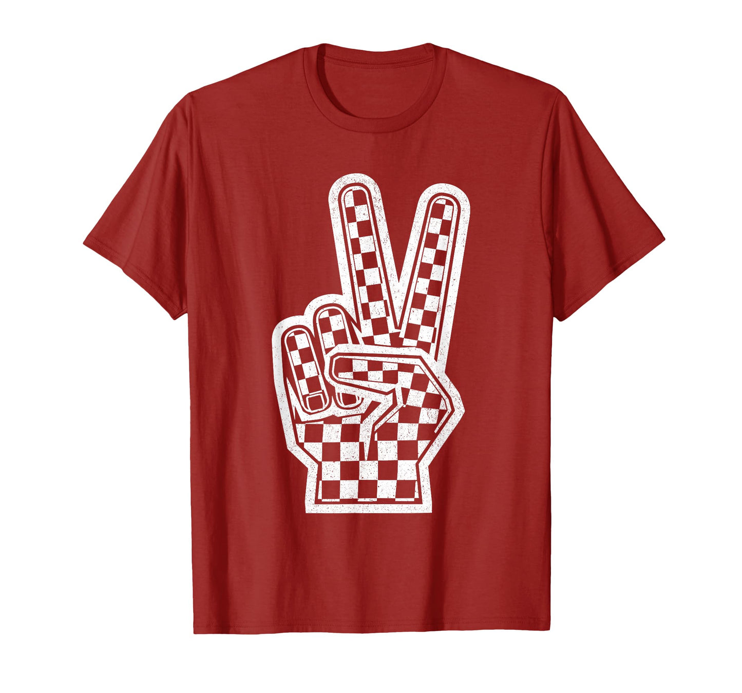 Checkered Peace Sign Shirt Vintage Racing Flag Kids Boy Girl T-Shirt