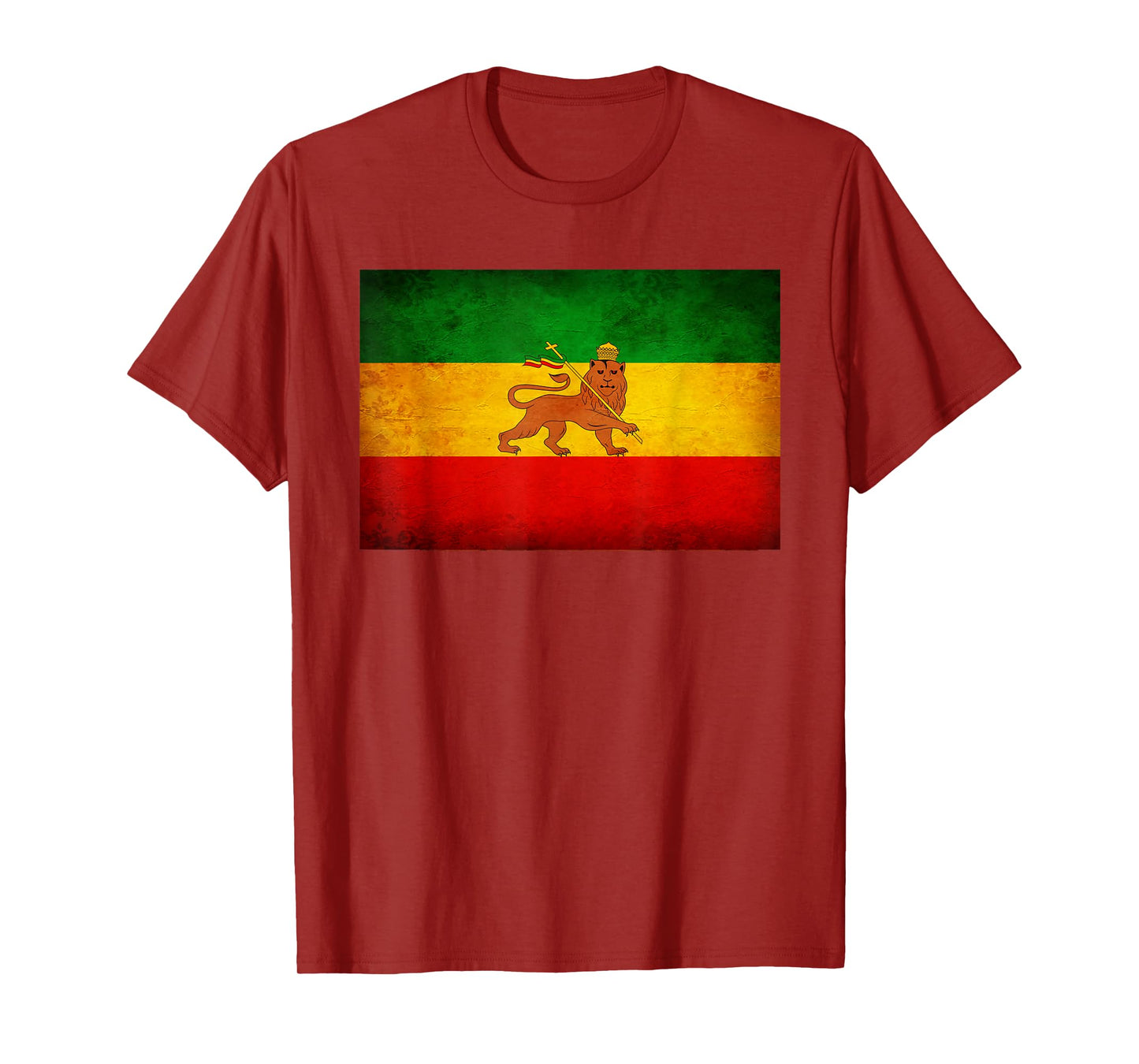 Old Ethiopia Flag shirt Lion of Judah Rasta Reggae T Shirt T-Shirt