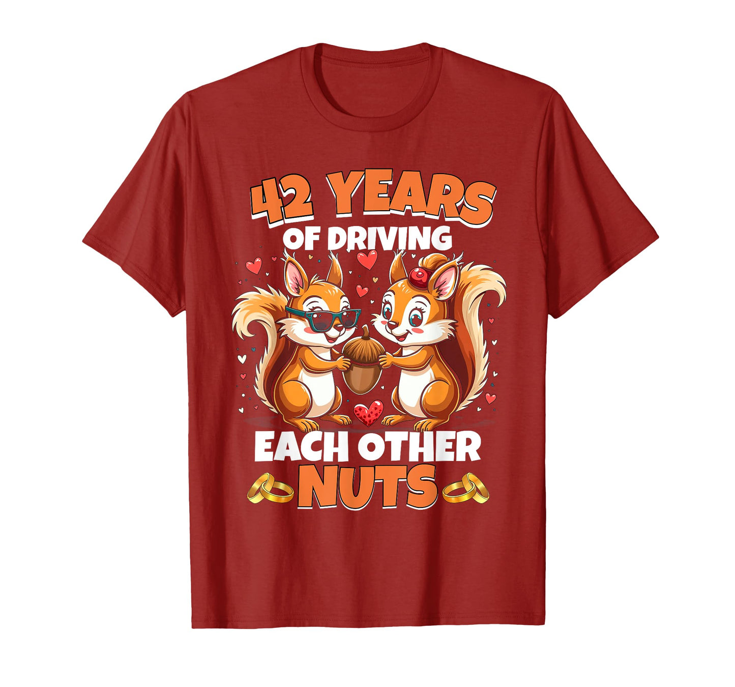 42nd Wedding Anniversary 42 Years Of Driving Each Other Nuts T-Shirt
