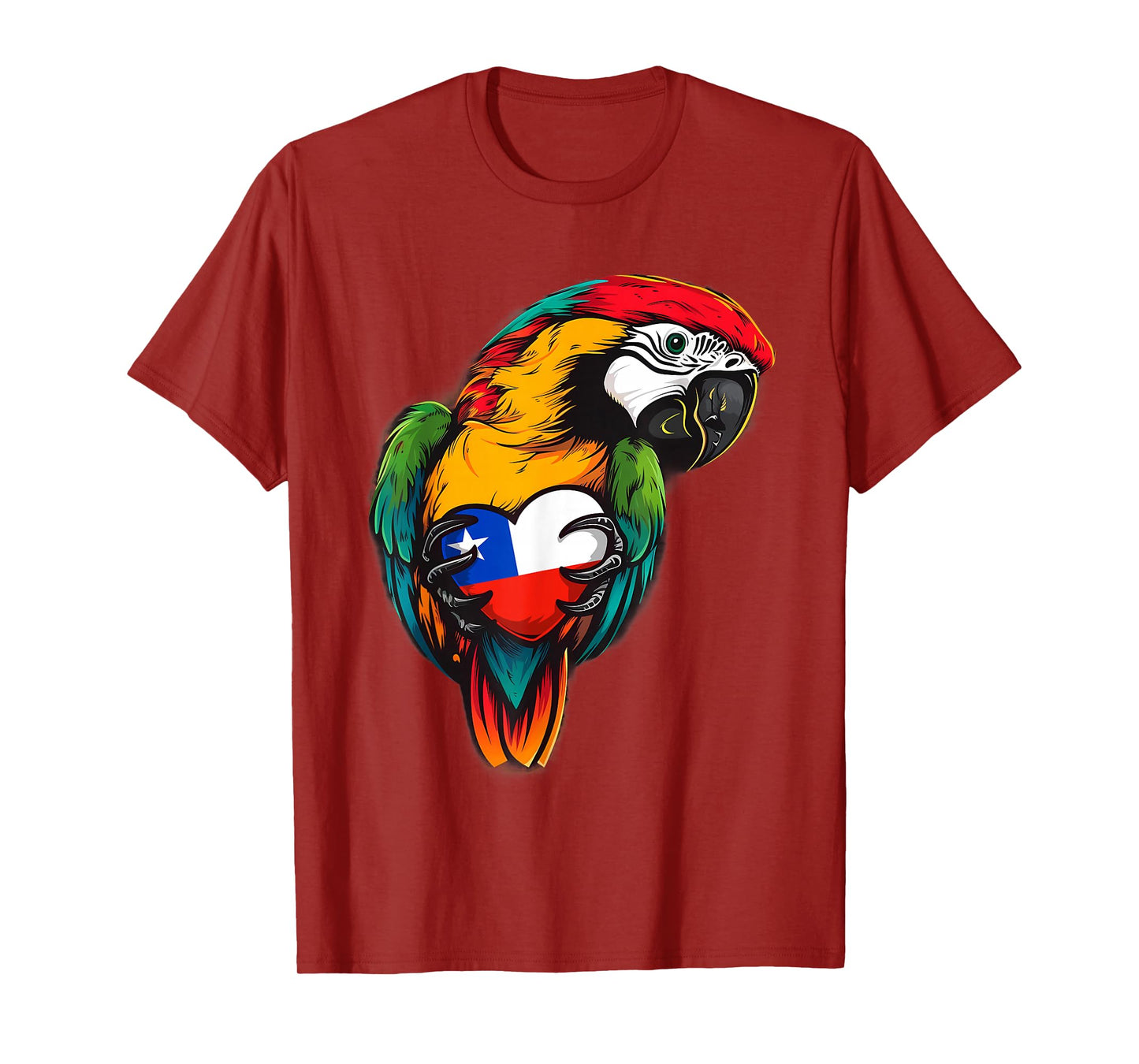 Chile Flag Heart Parrot Chilean Pride Chilean Roots T-Shirt