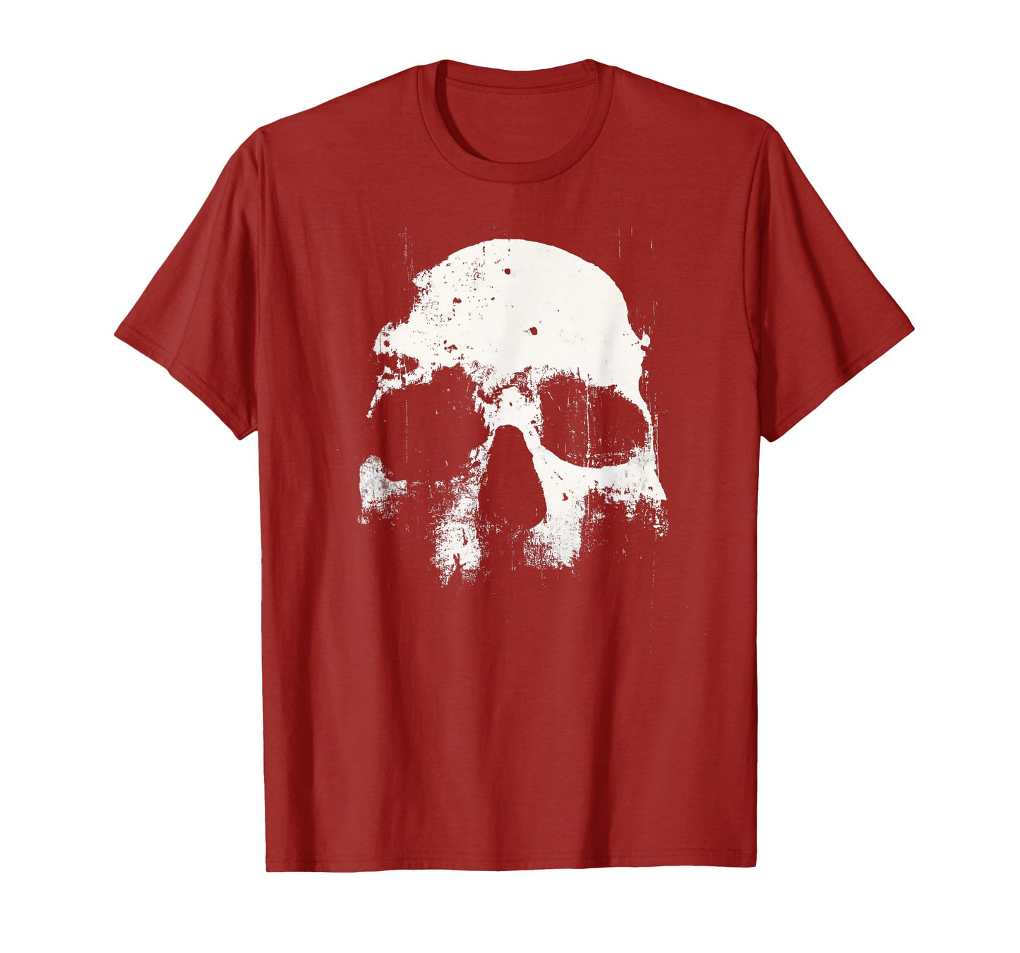 Skull Grunge Black White Art Graphic Halloween Men Women T-Shirt