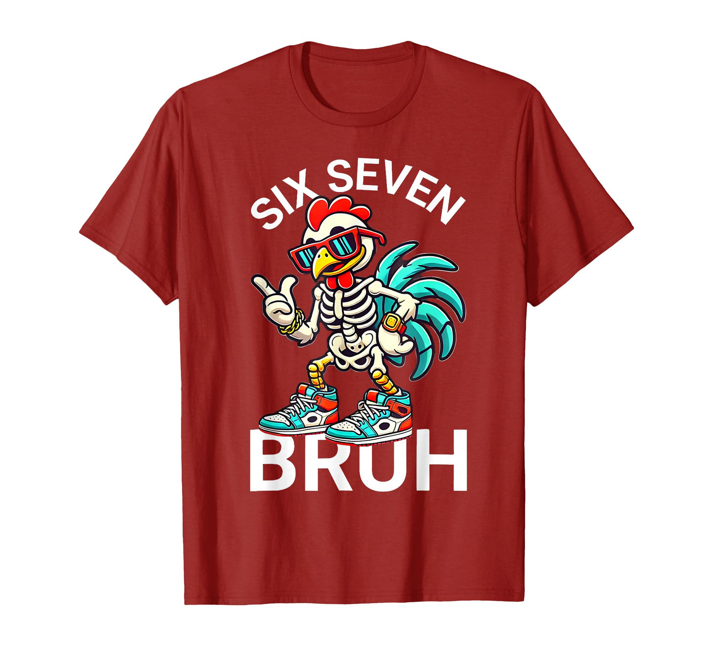 67 Halloween Meme 6 7 Chicken Skeleton Six Seven Funny Bruh T-Shirt
