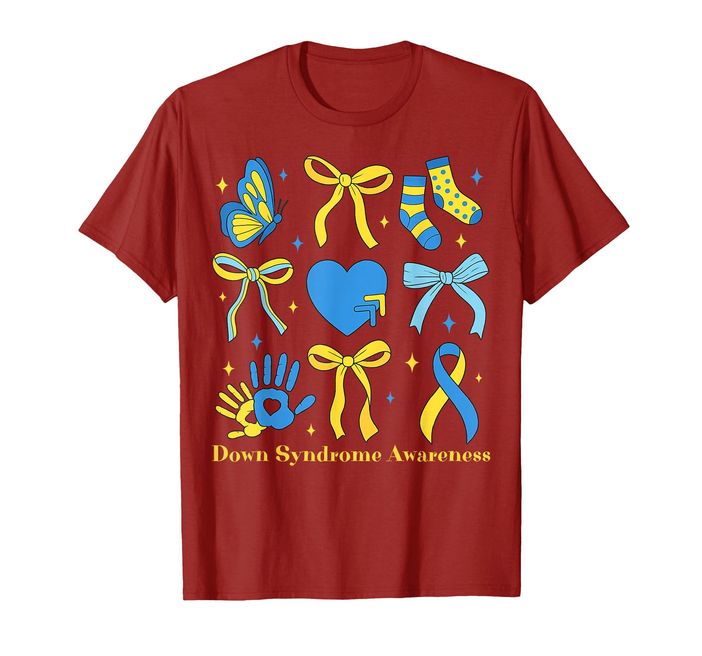 Down Syndrome Awareness Flower Blue and Yellow Coquette T-Shirt