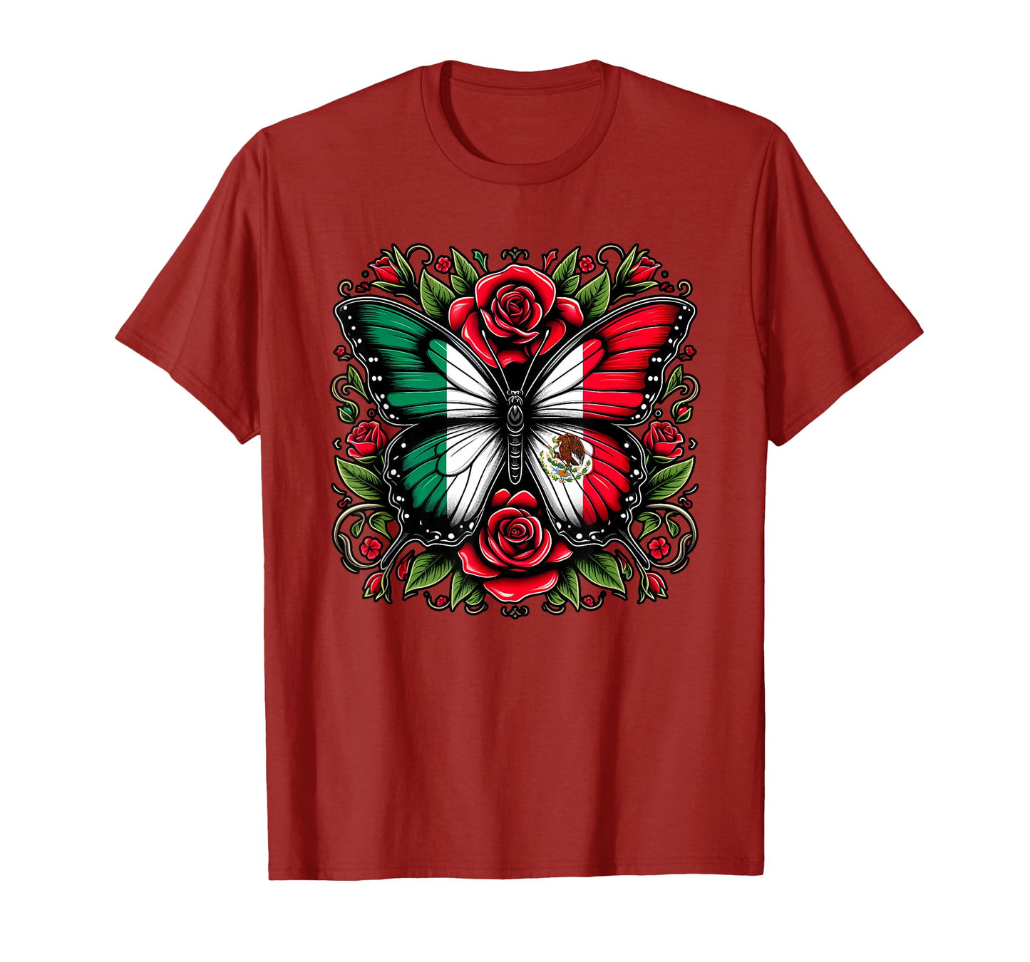 Mexican Independence Day Tee | Mexico Butterfly Flag Women's T-Shirt