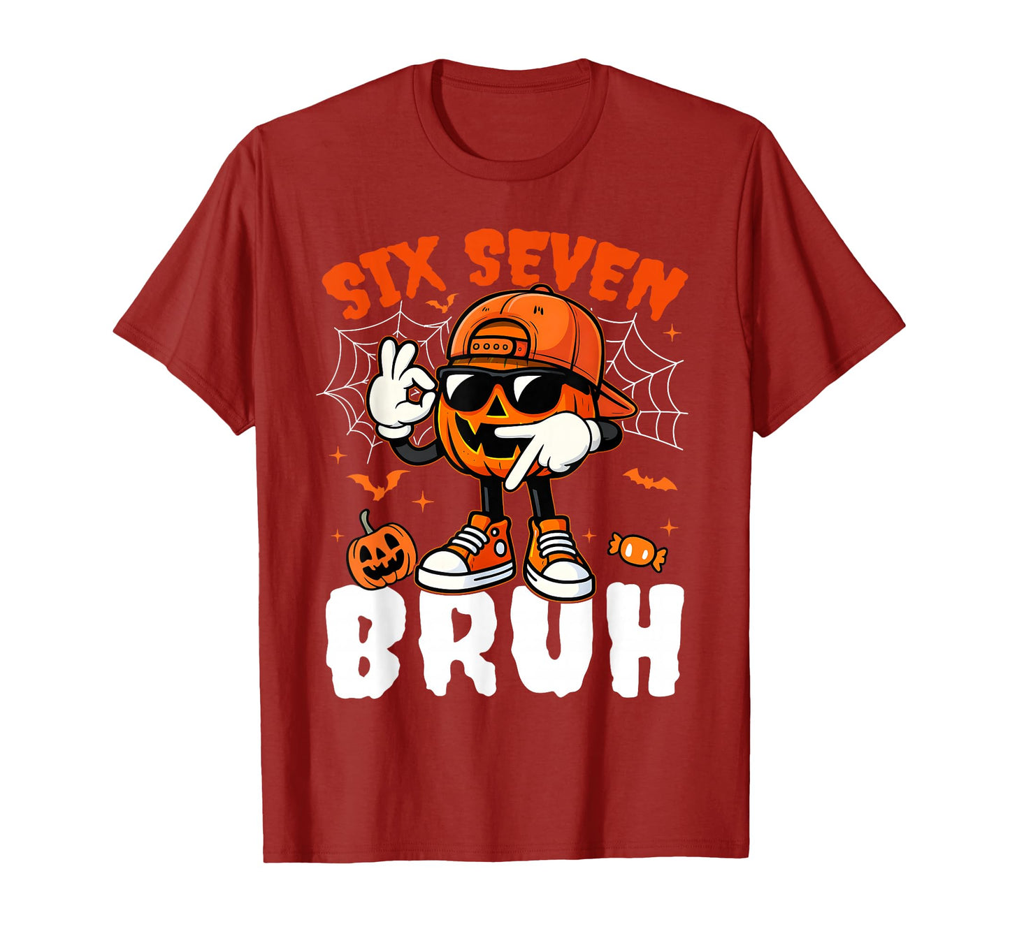 Funny Six Seven Meme Brainrot Pumpkin Kids Bruh 67 Halloween T-Shirt