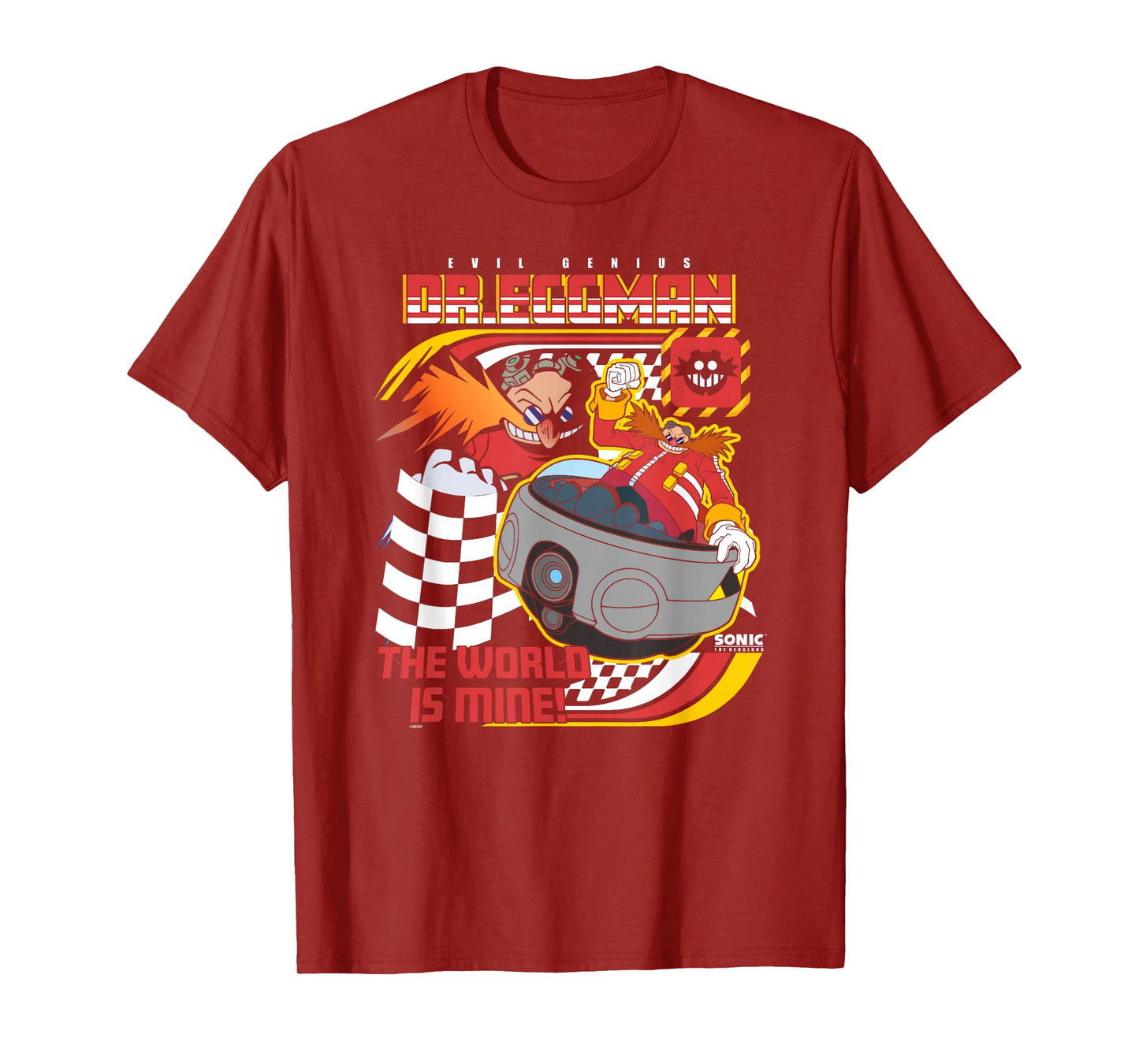 Sonic The Hedgehog Dr Eggman Speeder Race Retro Chest Poster T-Shirt