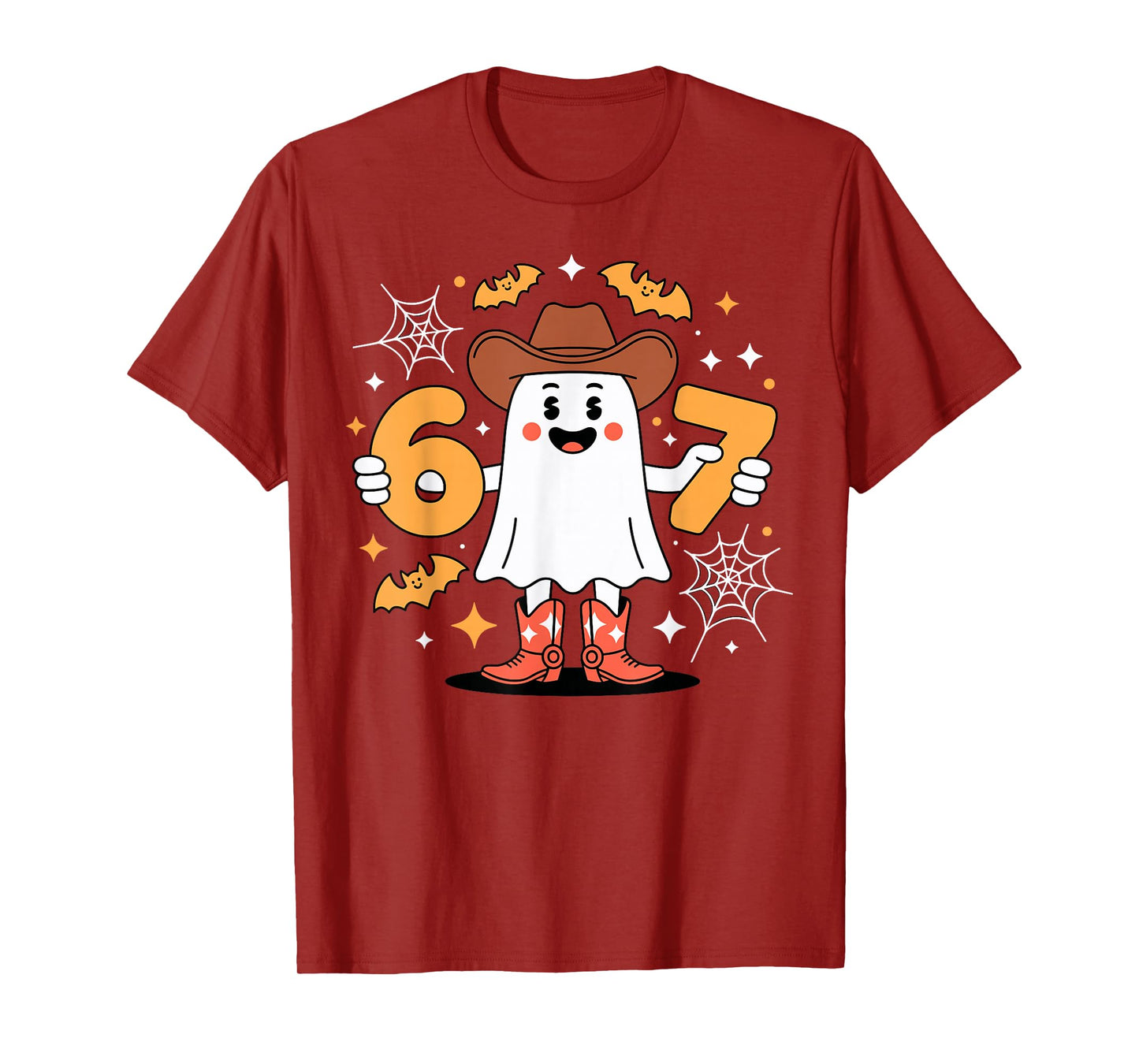 6 7 Halloween Ghost 67 Meme Gen Alpha Six Seven T-Shirt