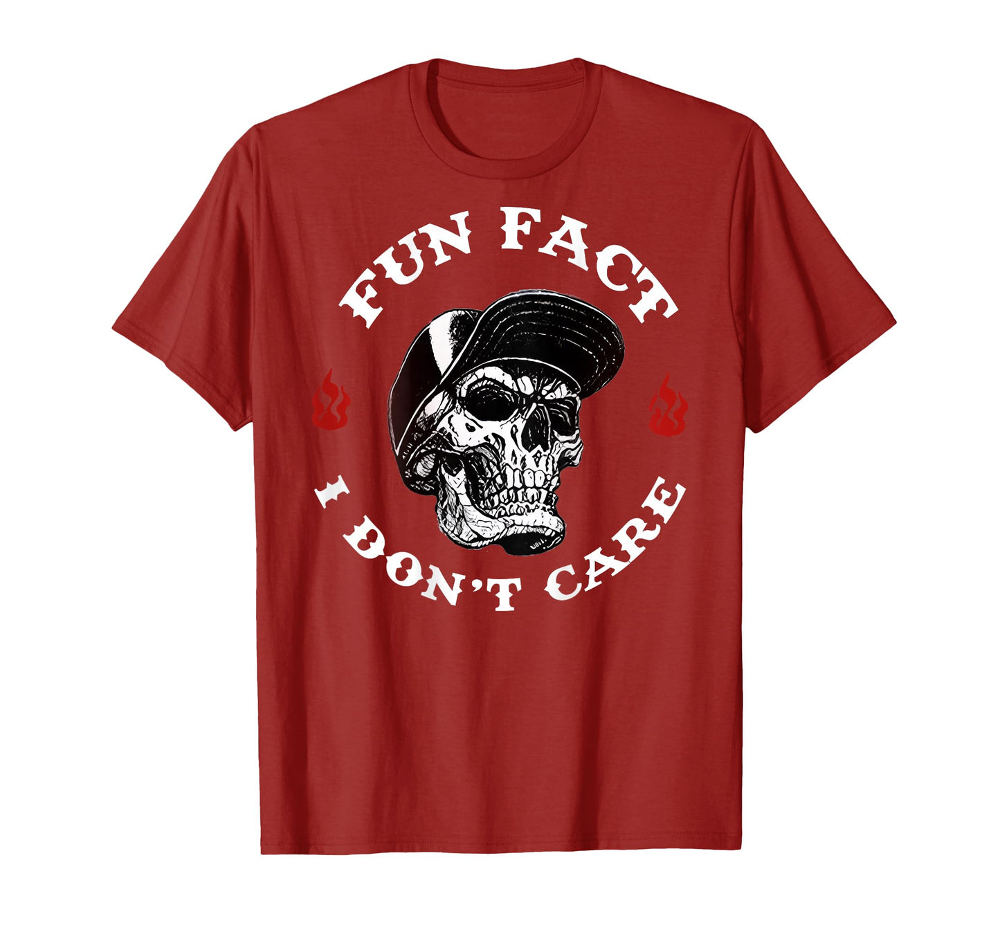 (ON BACK) Fun Fact I Don't Care Funny Skeleton Saying Quote T-Shirt
