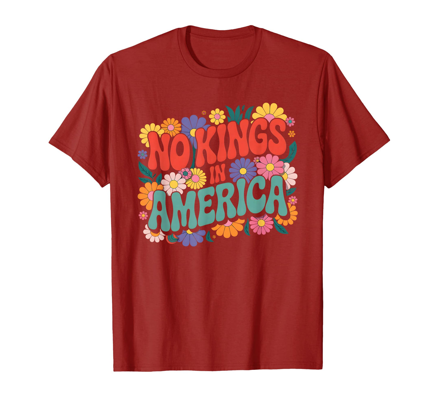 Floral No Kings in America Protest Democracy No Kings T-Shirt