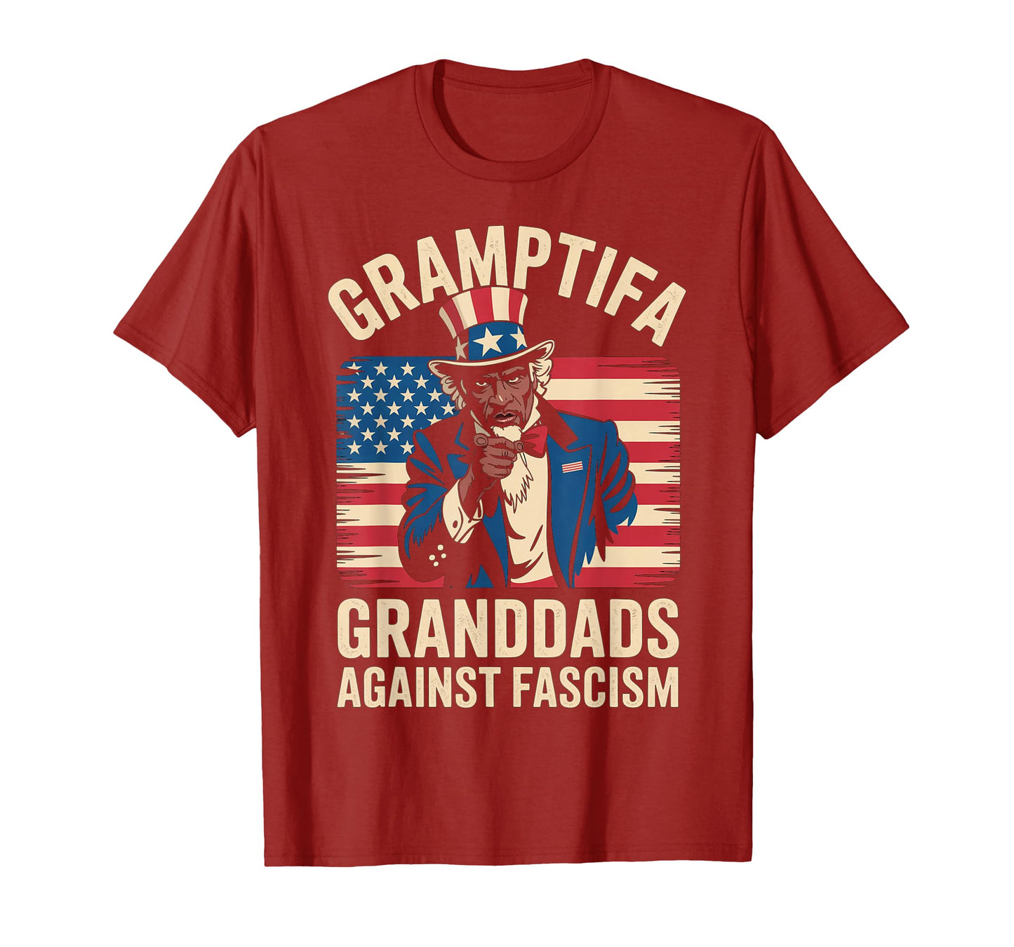 Gramptifa Black Grandad Against Fascism Flag Resist No Kings T-Shirt