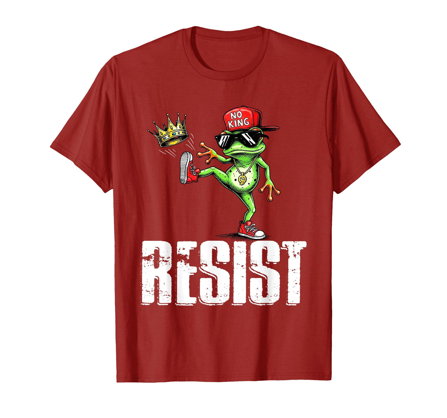 Vintage Cool Frog Resist No King Graphic Retro Streetwear T-Shirt