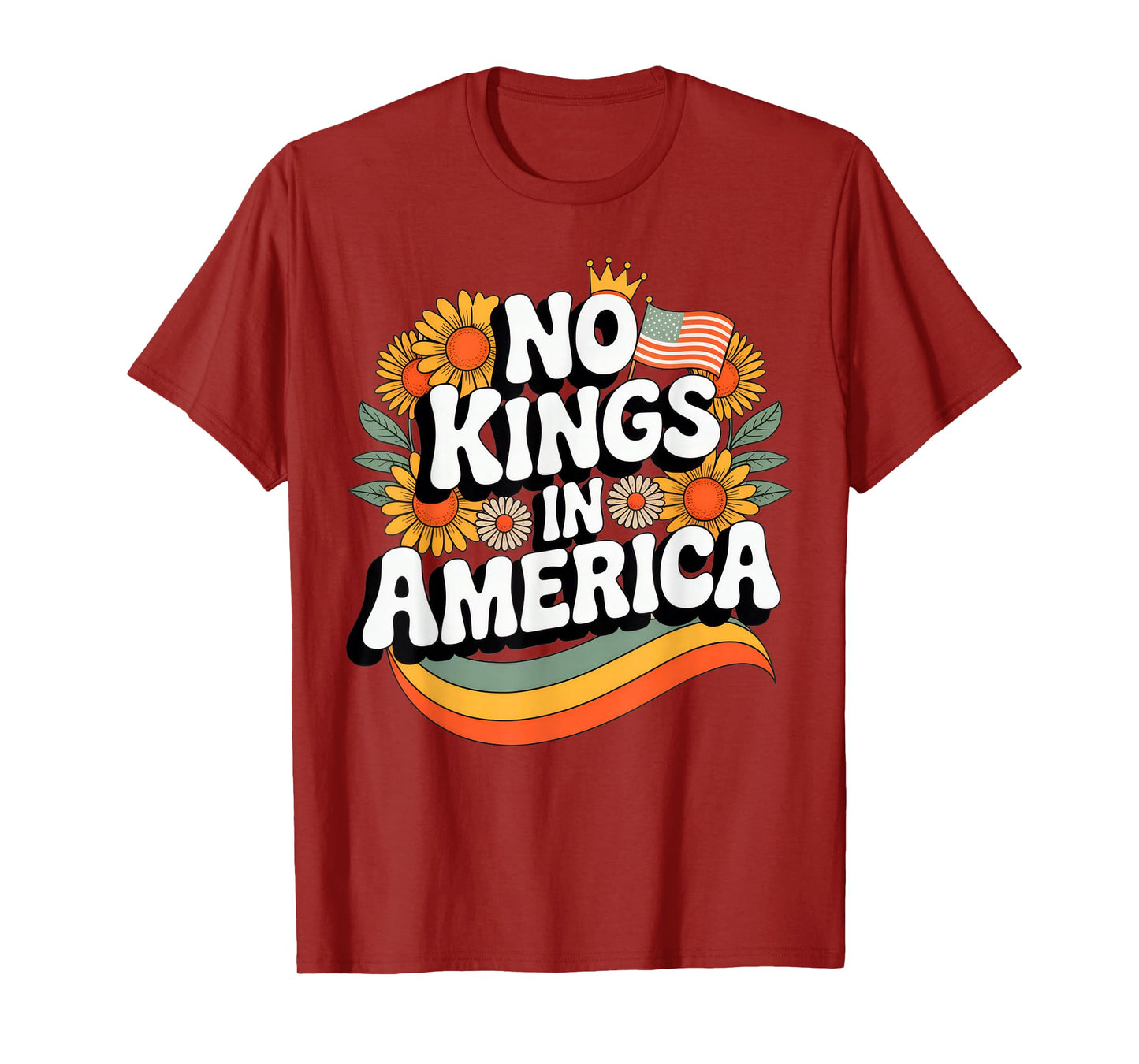 No Kings in America Floral Vintage Patriotic Men Women T-Shirt