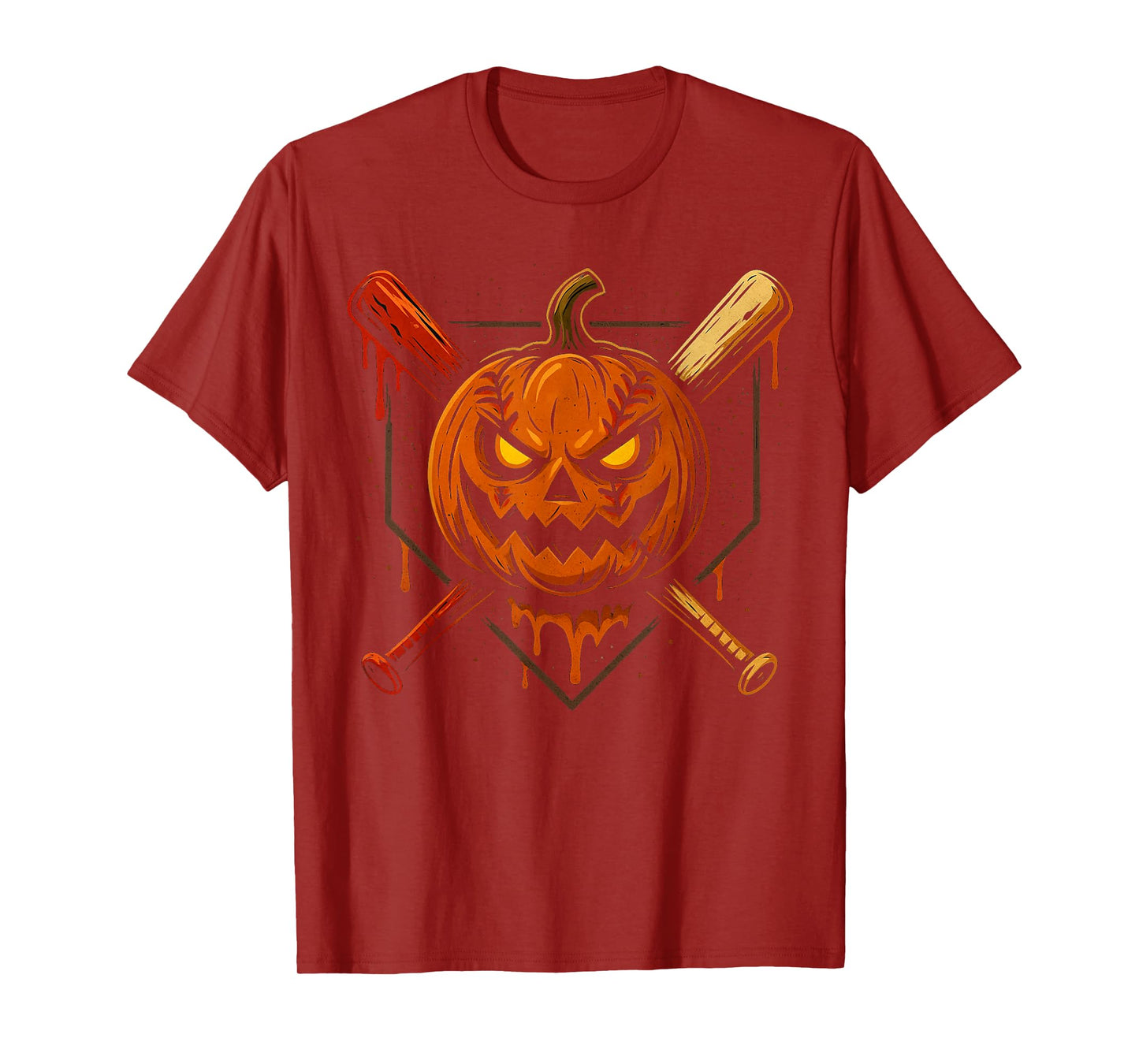 Pumpkin Halloween Baseball Ice Cream Drip Spooky Boys Youth T-Shirt