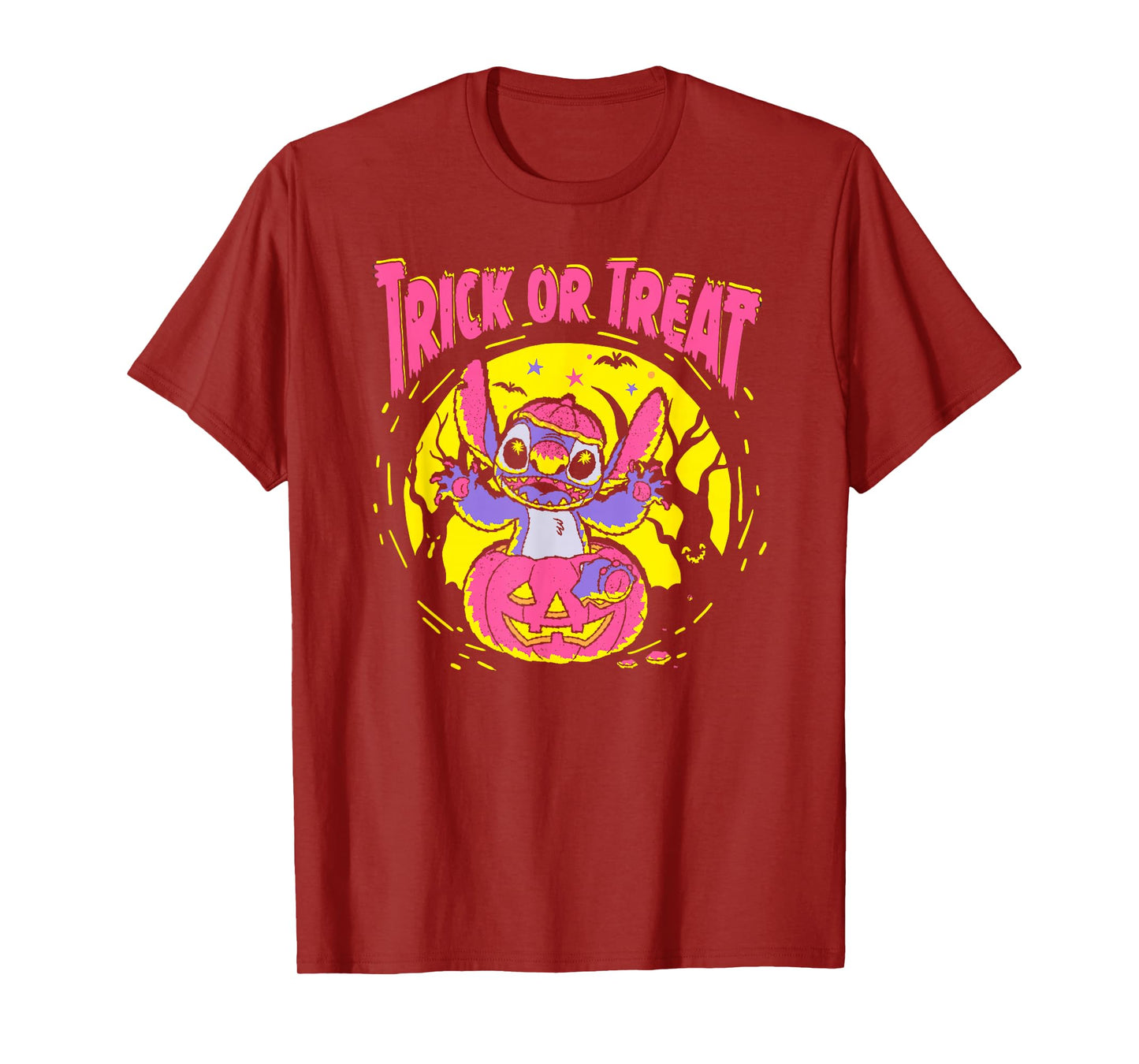 Disney Lilo & Stitch Halloween Trick Or Treat Neon Style T-Shirt