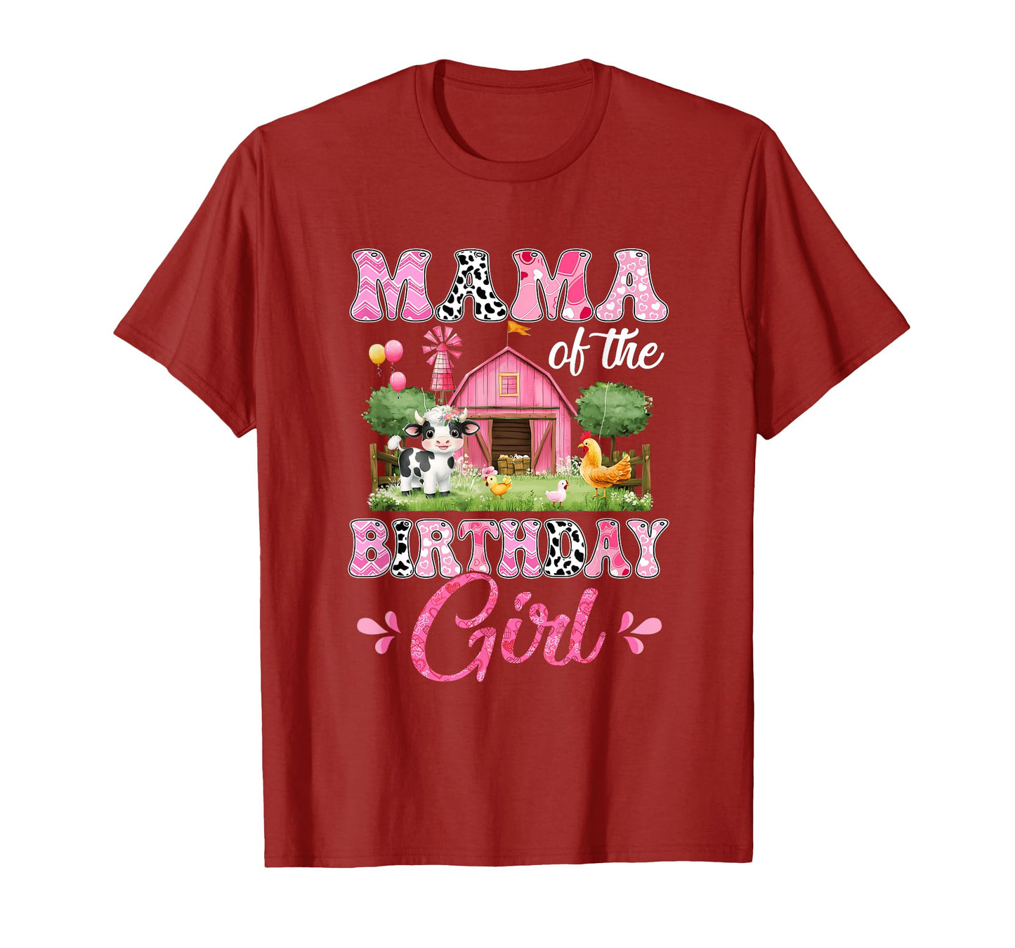 Mama Of The Birthday Girl 1St Birthday Cow Farm Family T-Shirt