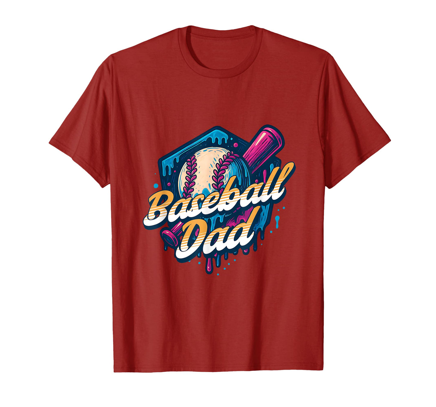 Baseball Dad Kids Birthday Baseball Drip Ice Cream Family T-Shirt
